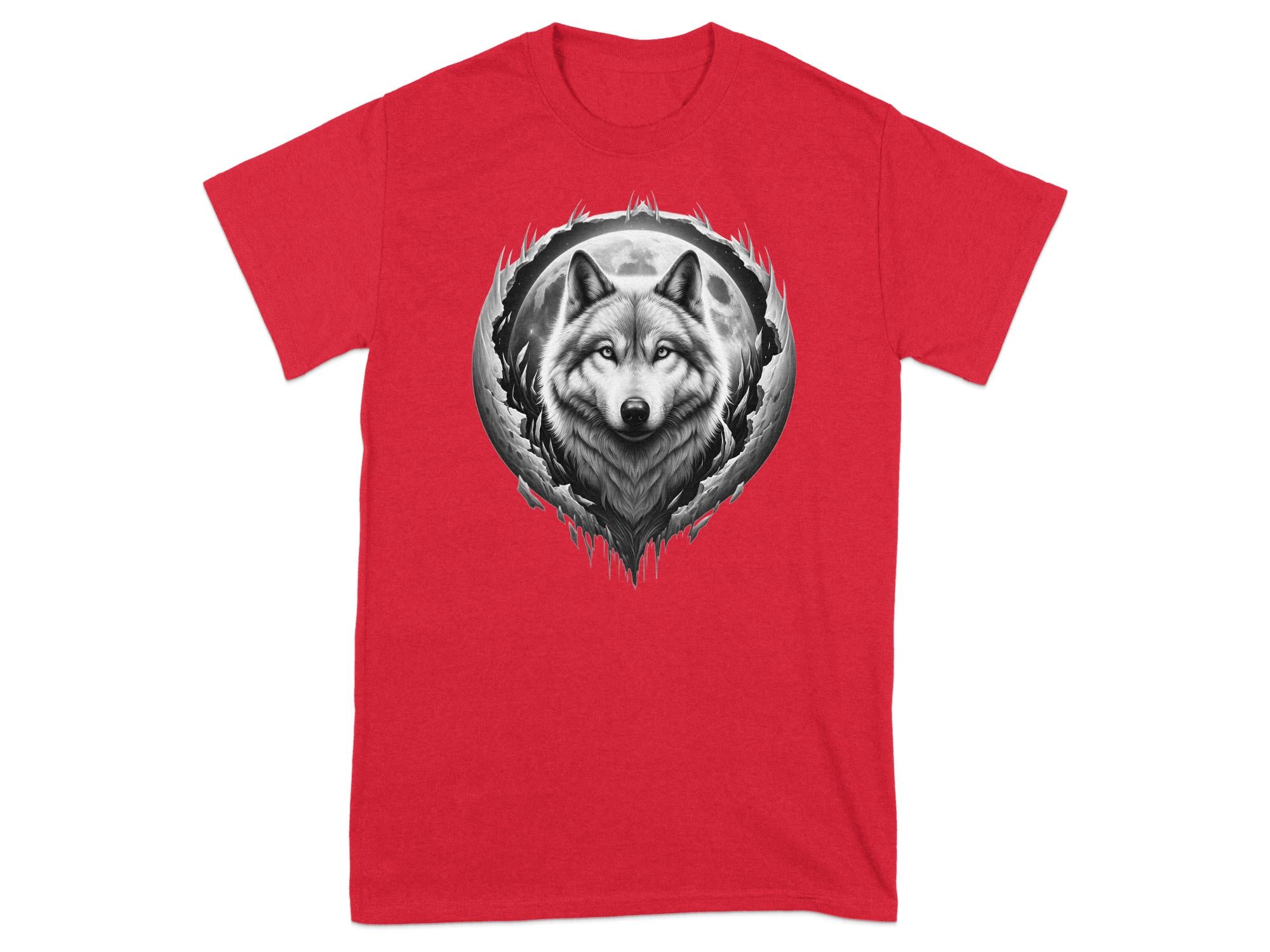 Moon Wolf - Coloured Gildan T-Shirt Realistic Animal Talisman Unisex Mythology Tee Graphic Design