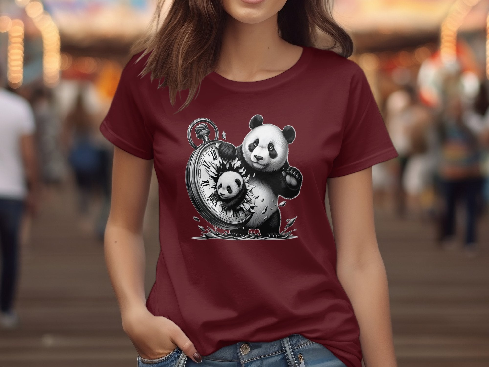 Panda - Coloured Gildan T-Shirt Realistic Animal Talisman Unisex Cute Tee Graphic Design