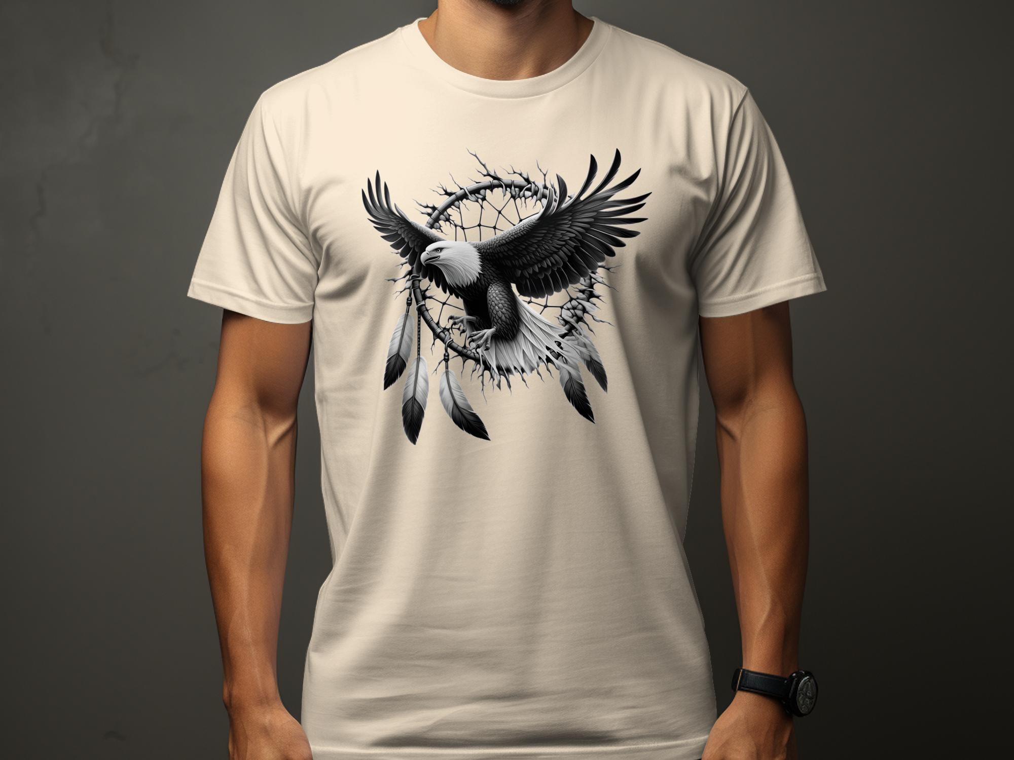 Dreamcatcher Eagle - Coloured Gildan T-Shirt Realistic Native American Talisman Unisex Mythology Tee Graphic Design