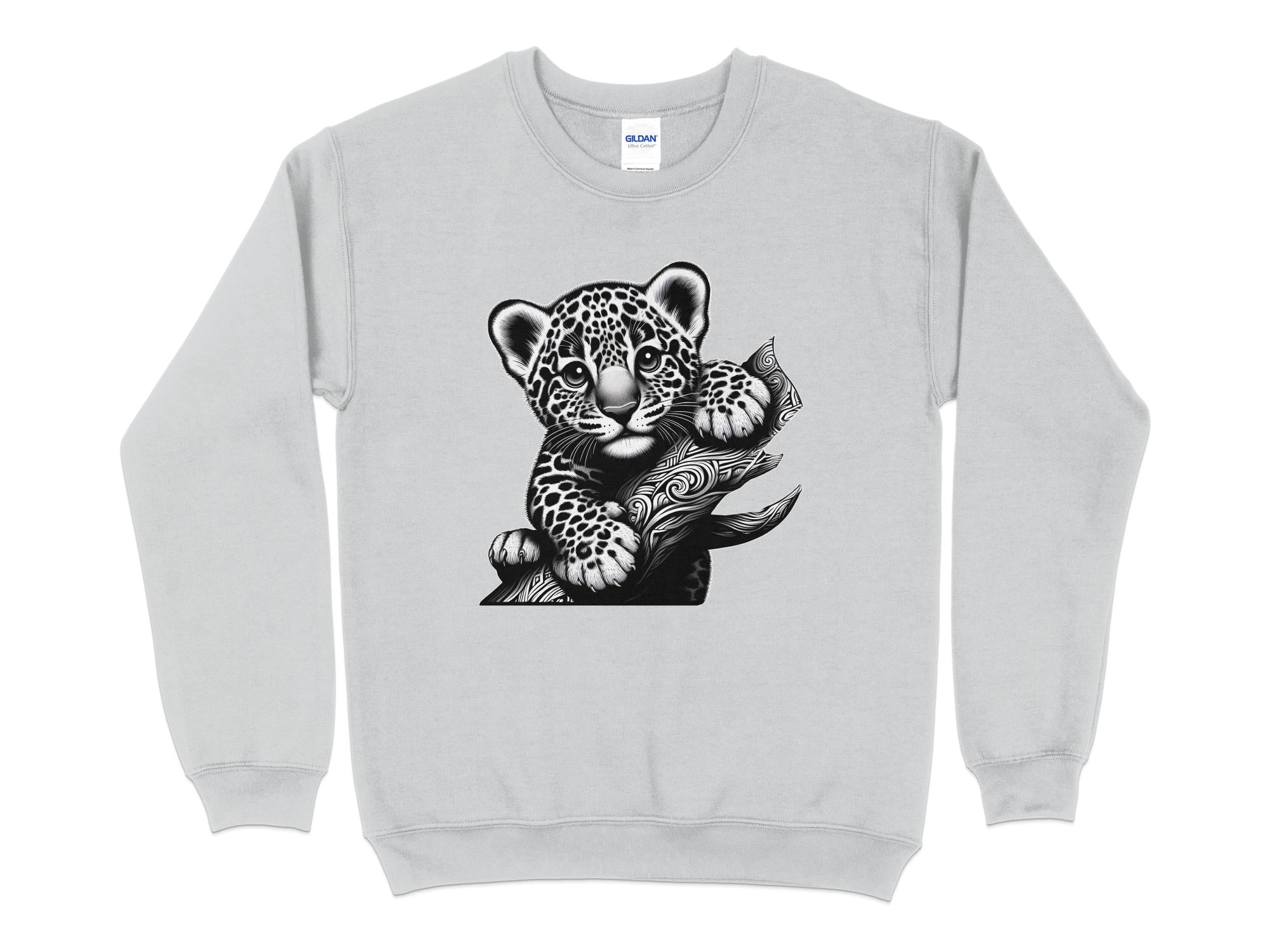 Leopard Bonsai - Coloured Gildan Sweatshirt Realistic Animal Talisman Unisex Cute Tee Graphic Design