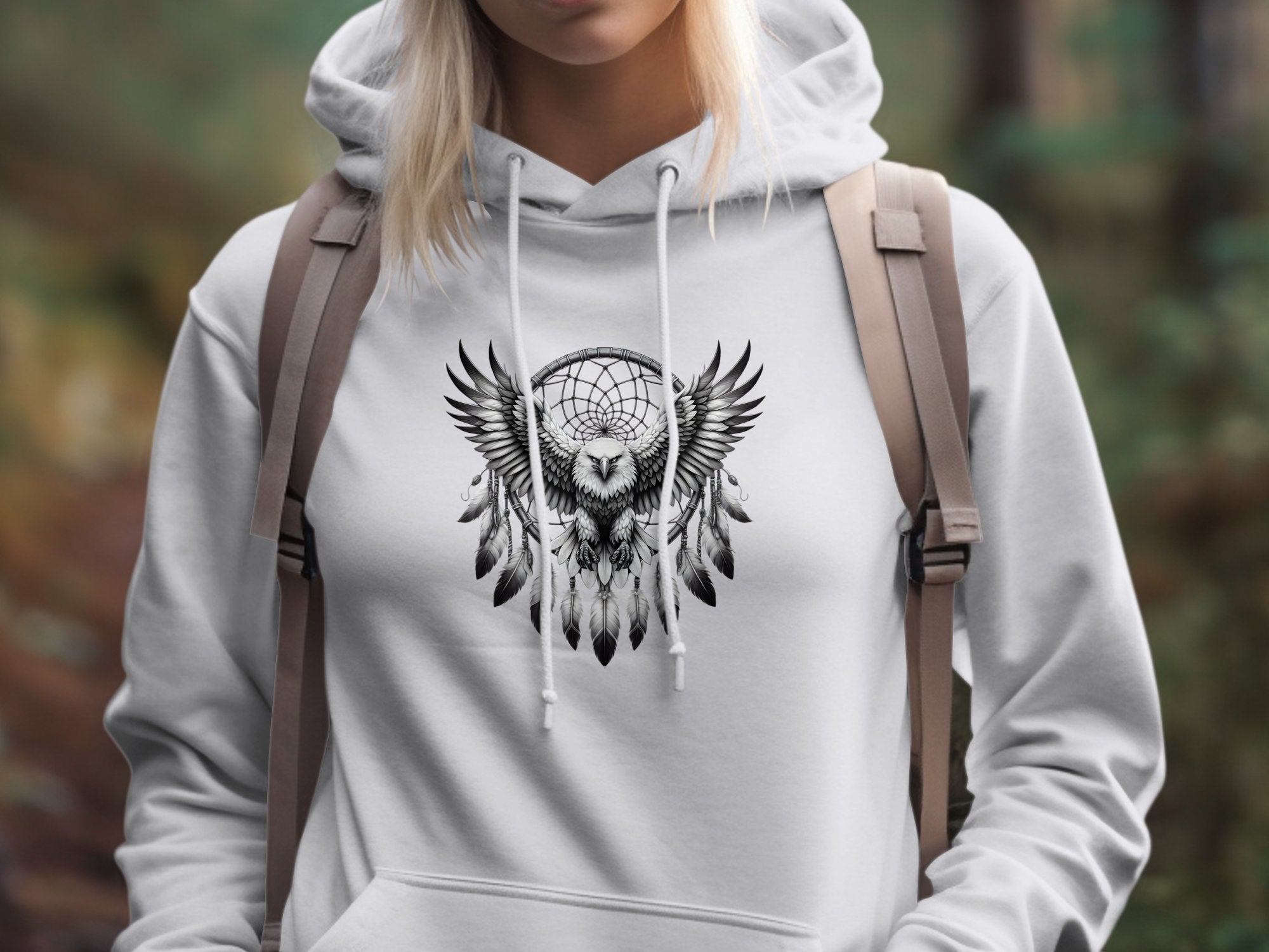 Dreamcatcher Eagle - Coloured Gildan Hoodie Realistic Native American Talisman Unisex Mythology Tee Graphic Design