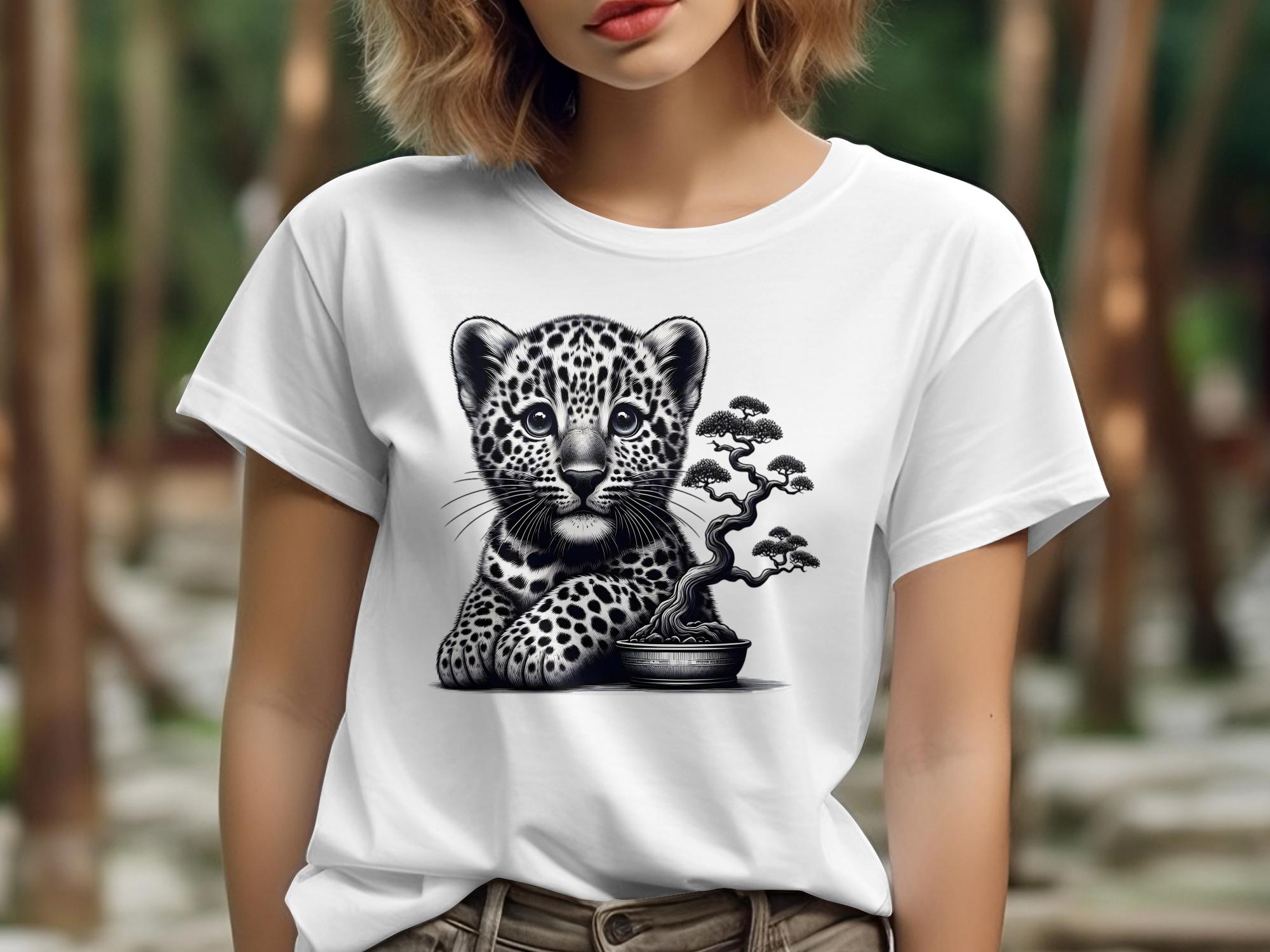 Leopard Bonsai - Coloured Gildan T-Shirt Realistic Animal Talisman Unisex Cute Tee Graphic Design