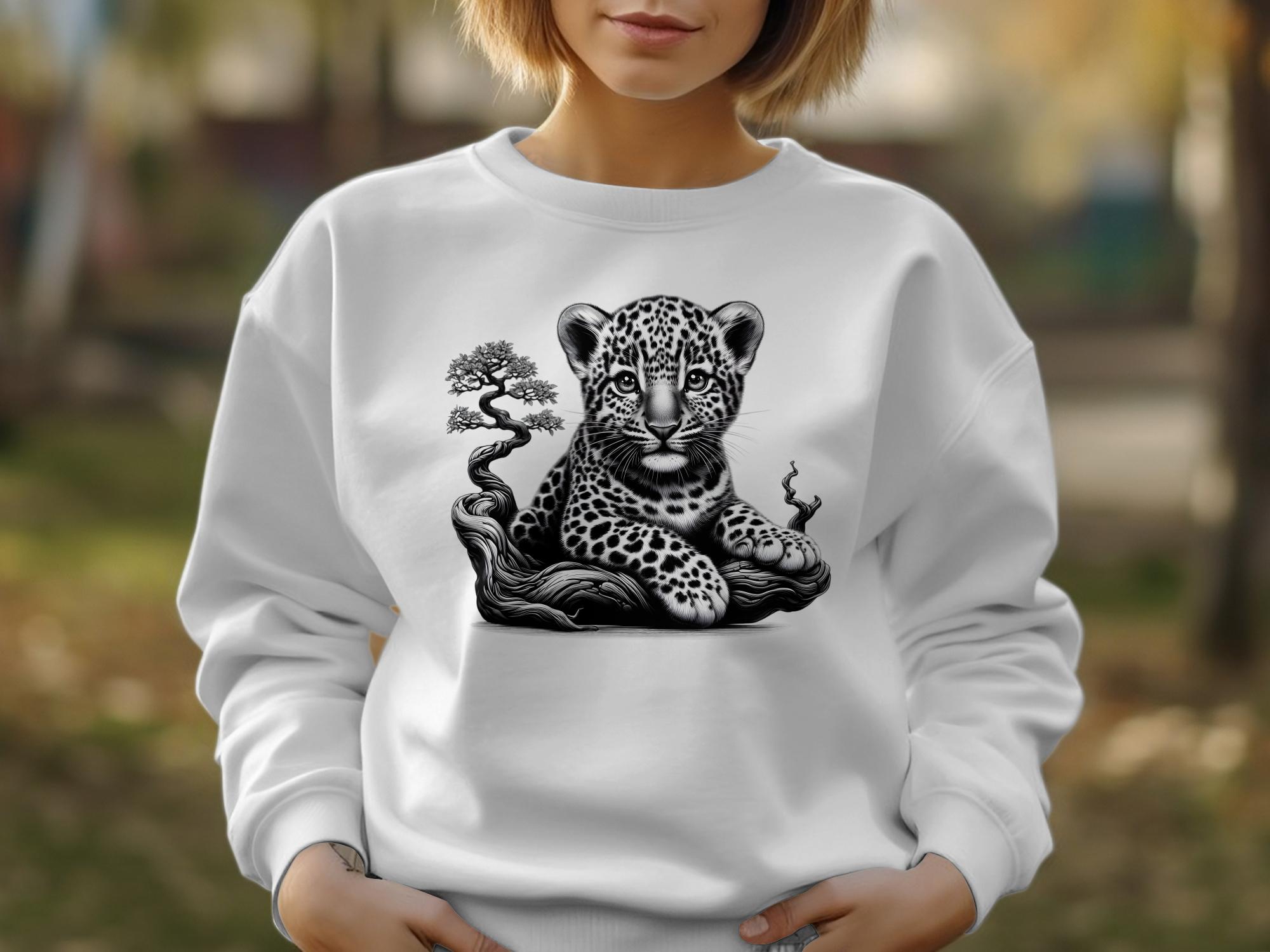 Leopard Bonsai - Coloured Gildan Sweatshirt Realistic Animal Talisman Unisex Cute Tee Graphic Design