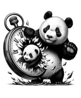 Panda in Time - Digital Art | PNG, JPEG & SVG | Instant Download for Apparel, Décor and Wall Art