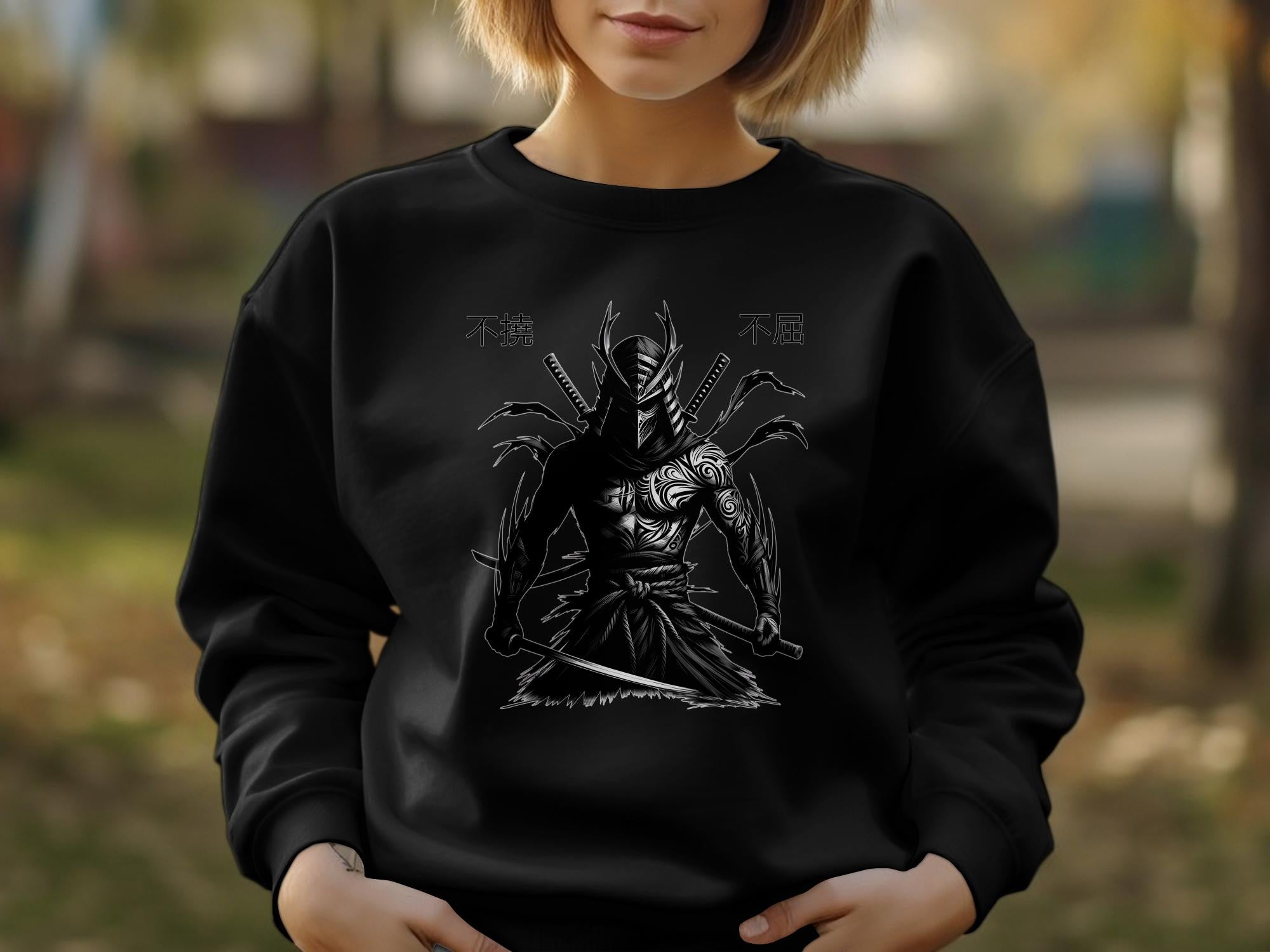 Samurai Ninja - Coloured Gildan Sweatshirt Japanese Talisman Unisex Cultural Symbolic Graphic Design