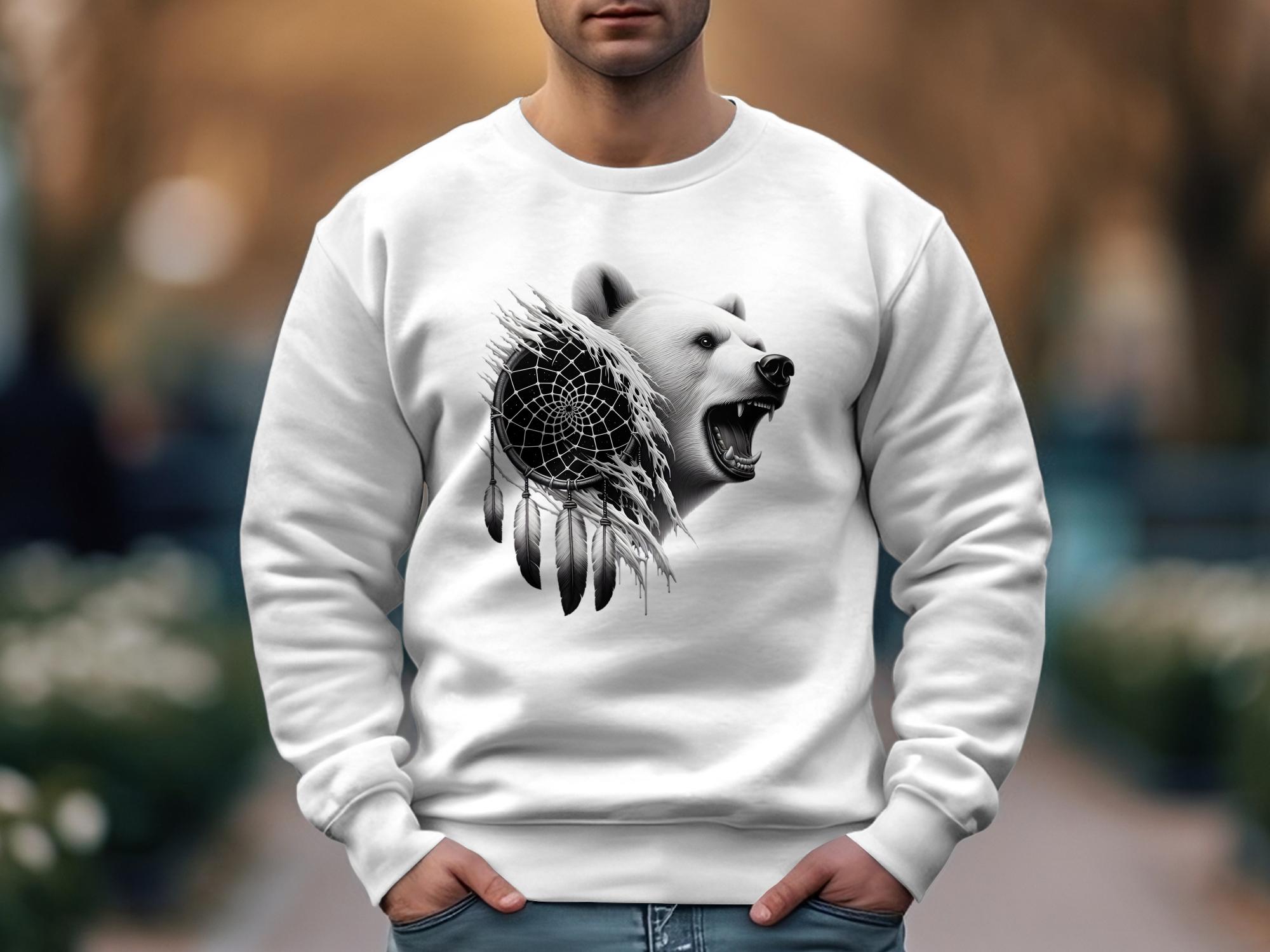 Dreamcatcher Bear - Coloured Gildan Sweatshirt Realistic Native American Talisman Unisex Mythology Tee Graphic Design