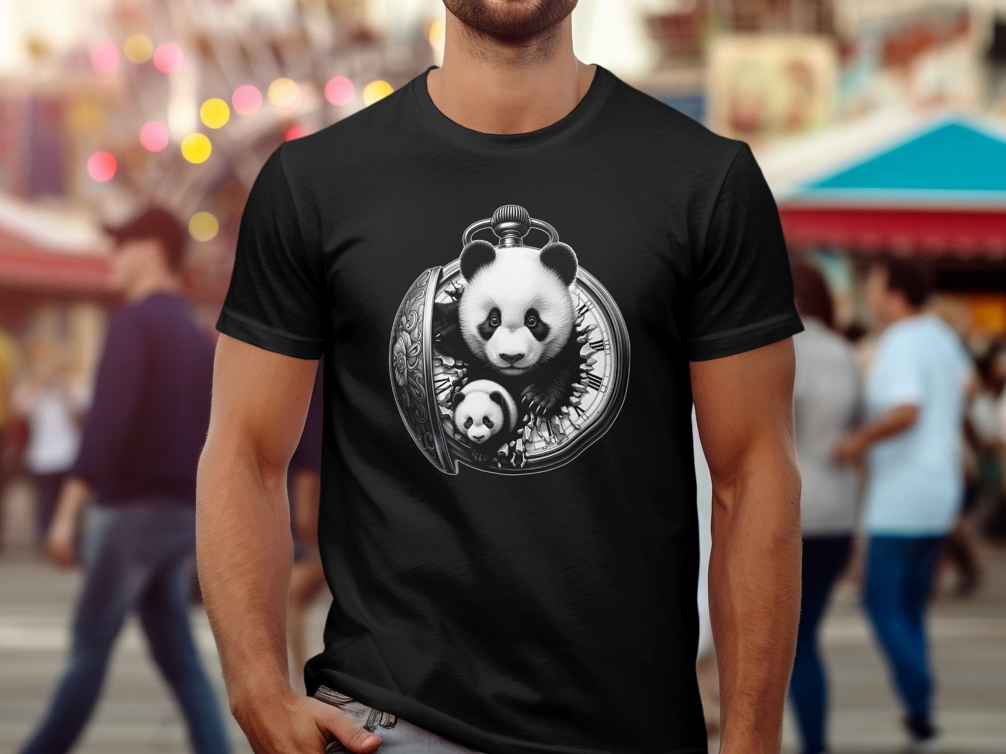 Panda - Coloured Gildan T-Shirt Realistic Animal Talisman Unisex Cute Tee Graphic Design