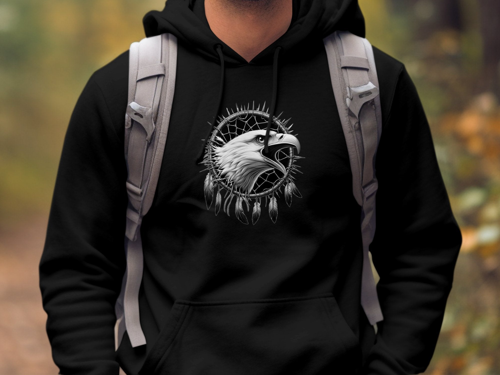 Dreamcatcher Eagle - Coloured Gildan Hoodie Realistic Native American Talisman Unisex Mythology Tee Graphic Design