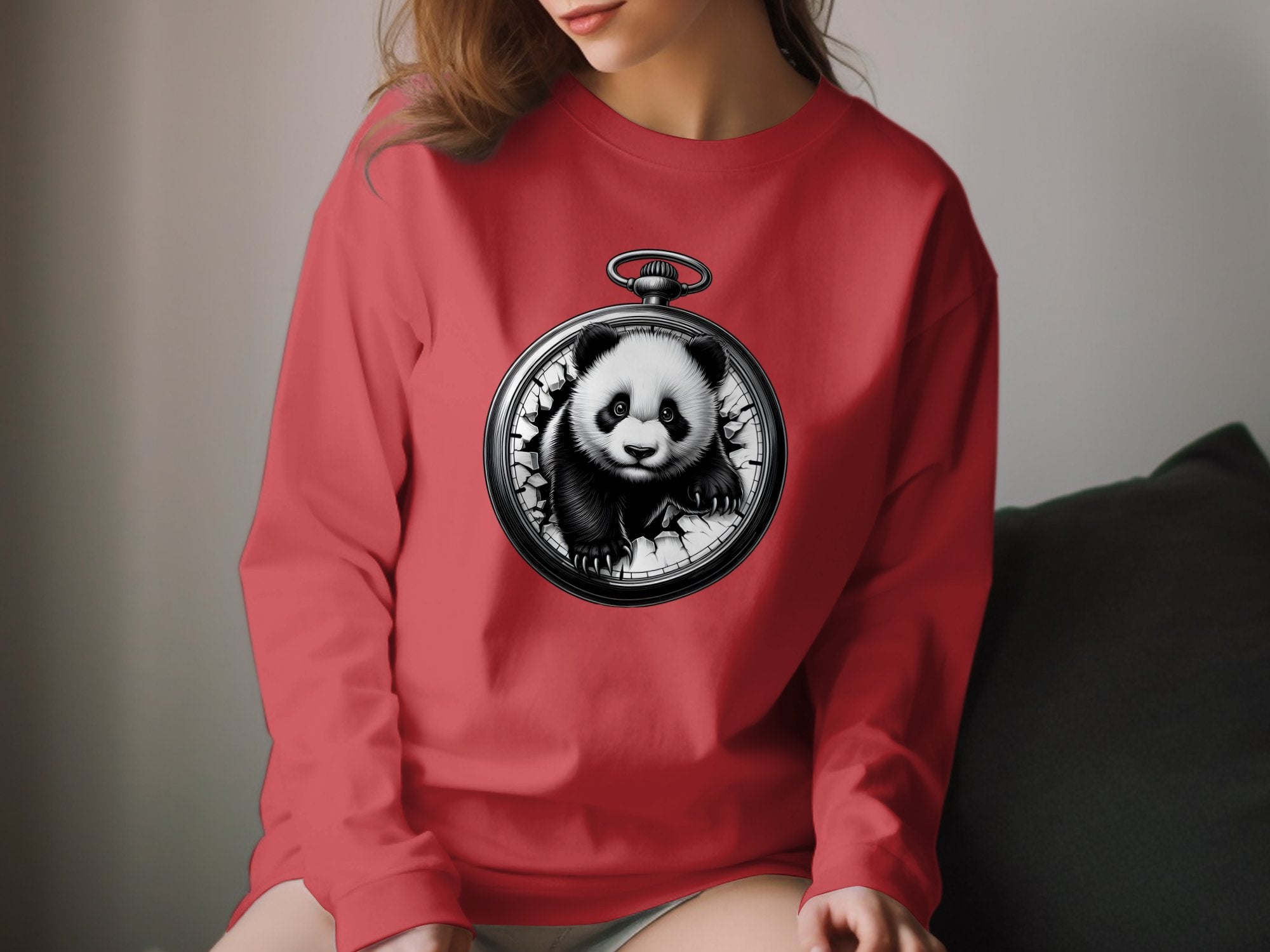 Panda - Coloured Gildan Long Sleeve Realistic Animal Talisman Unisex Cute Tee Graphic Design