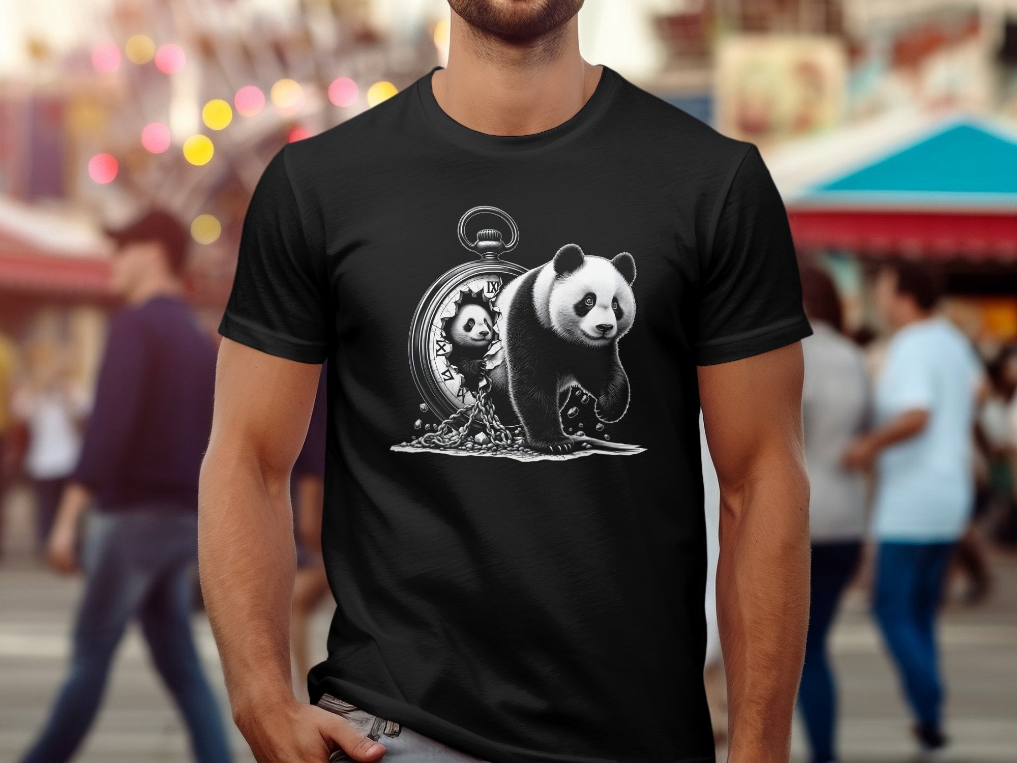 Panda - Coloured Gildan T-Shirt Realistic Animal Talisman Unisex Cute Tee Graphic Design