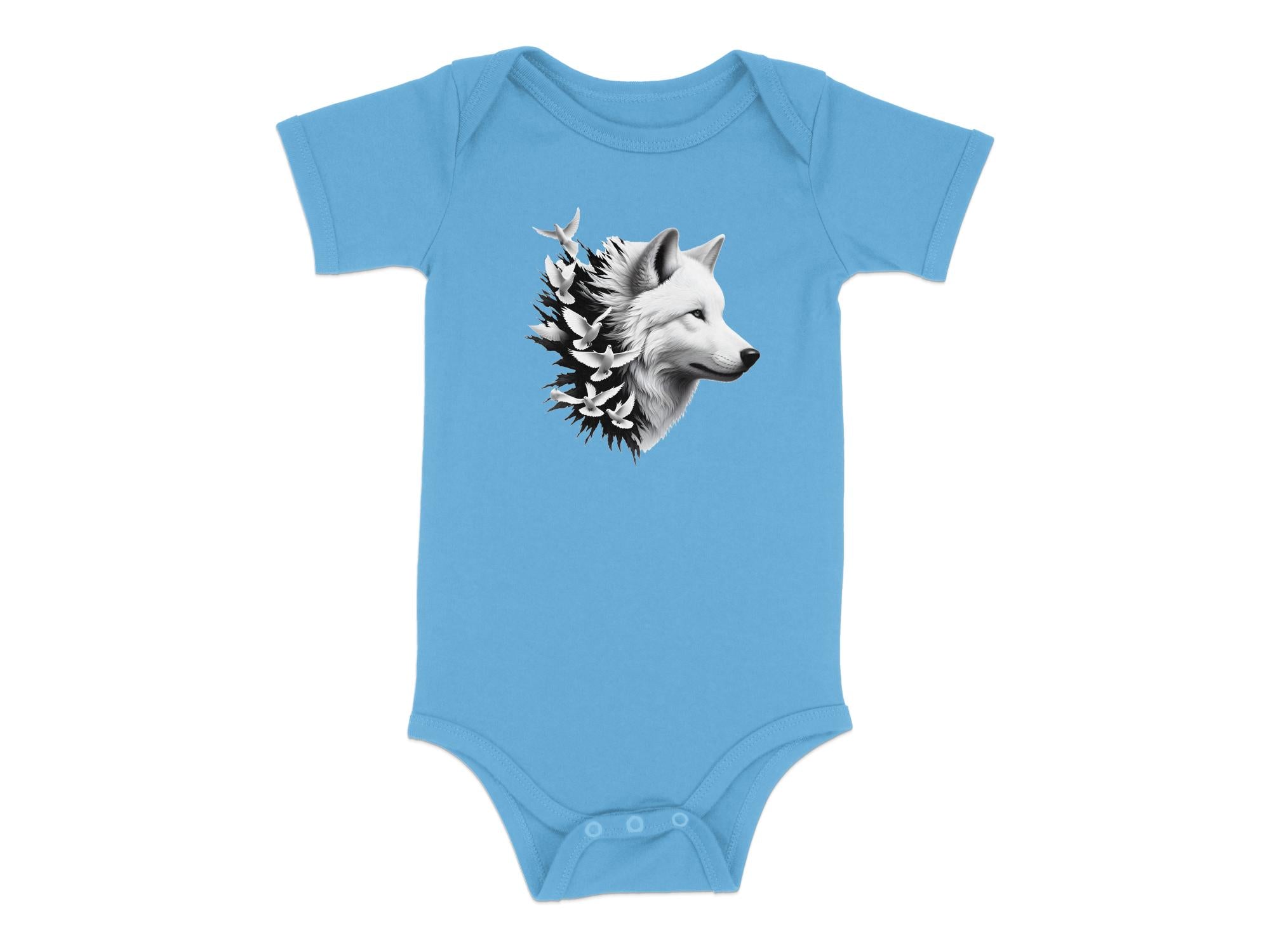 Wolf x Doves - Coloured Toddler Bodysuit Realistic Animal Talisman Unisex Tee Graphic Design