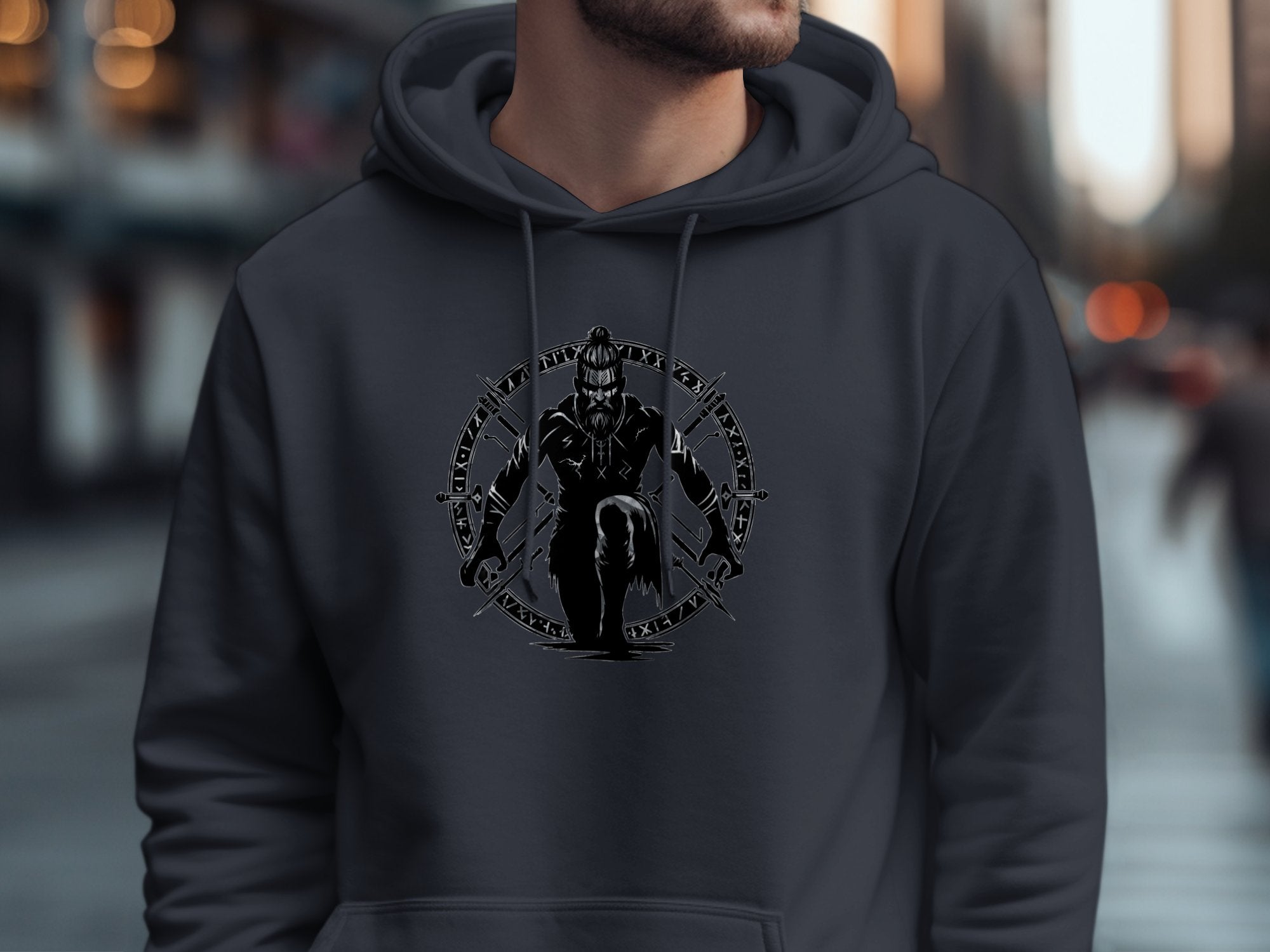 Viking Watchman - Coloured Gildan Hoodie White Norse Talisman Men Women Unisex Valhalla Tee