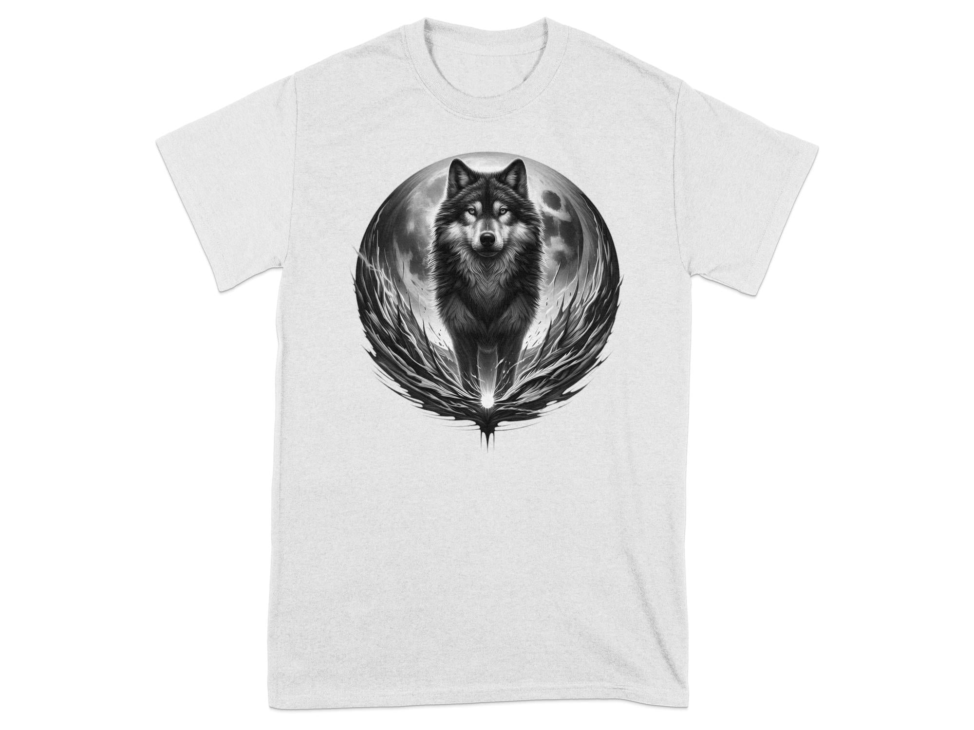 Moon Wolf - Coloured Gildan T-Shirt Realistic Animal Talisman Unisex Mythology Tee Graphic Design