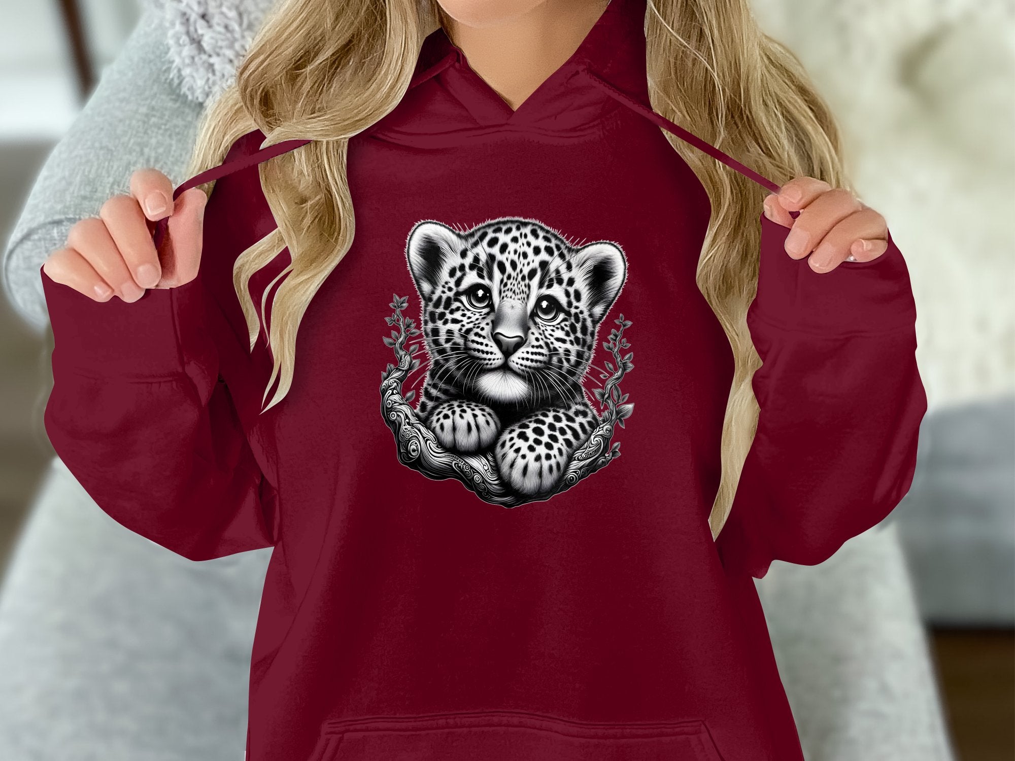 Leopard Bonsai - Coloured Gildan Hoodie Realistic Animal Talisman Unisex Cute Tee Graphic Design