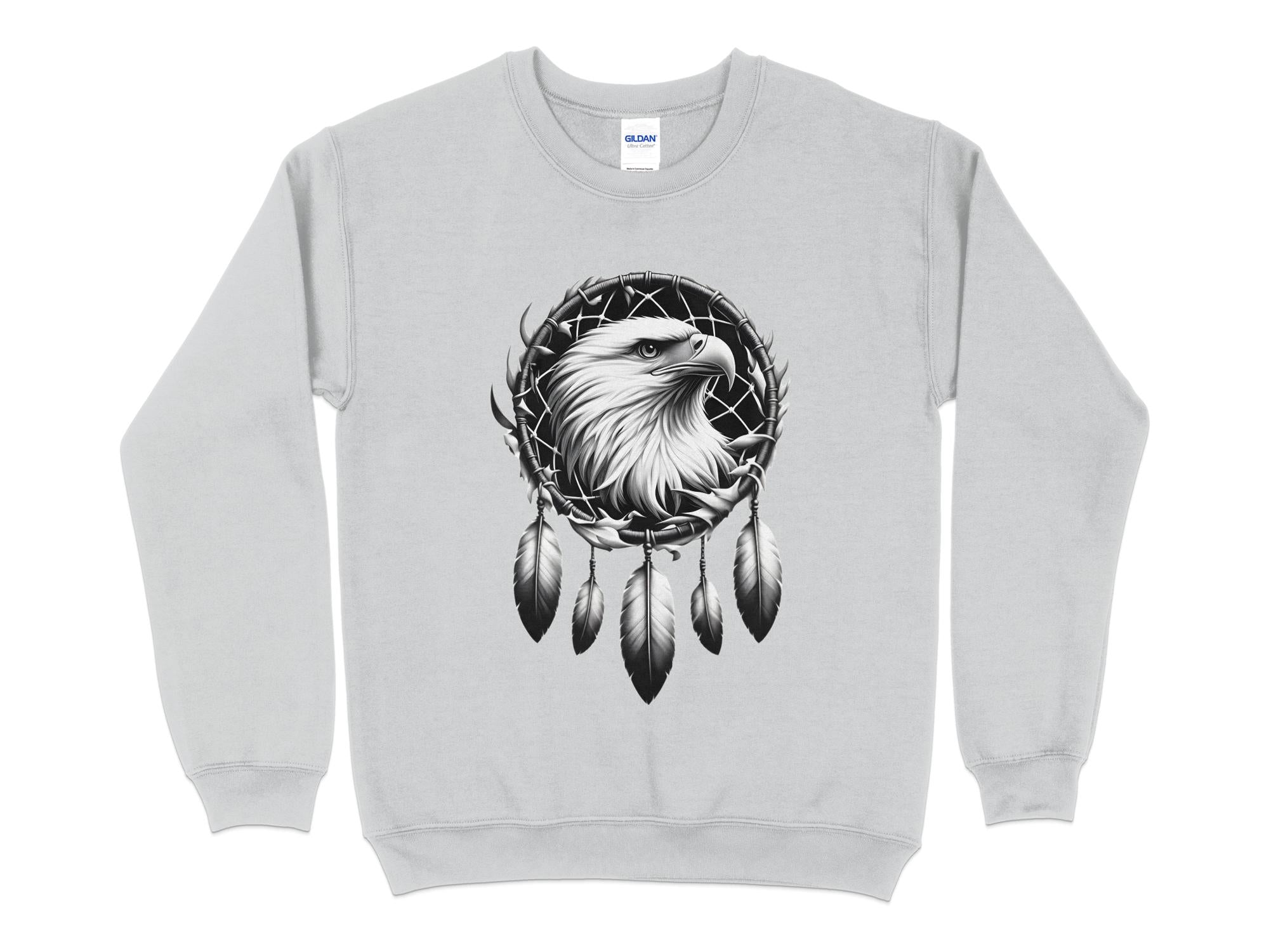 Dreamcatcher Eagle - Coloured Gildan Sweatshirt Realistic Native American Talisman Unisex Mythology Tee Graphic Design