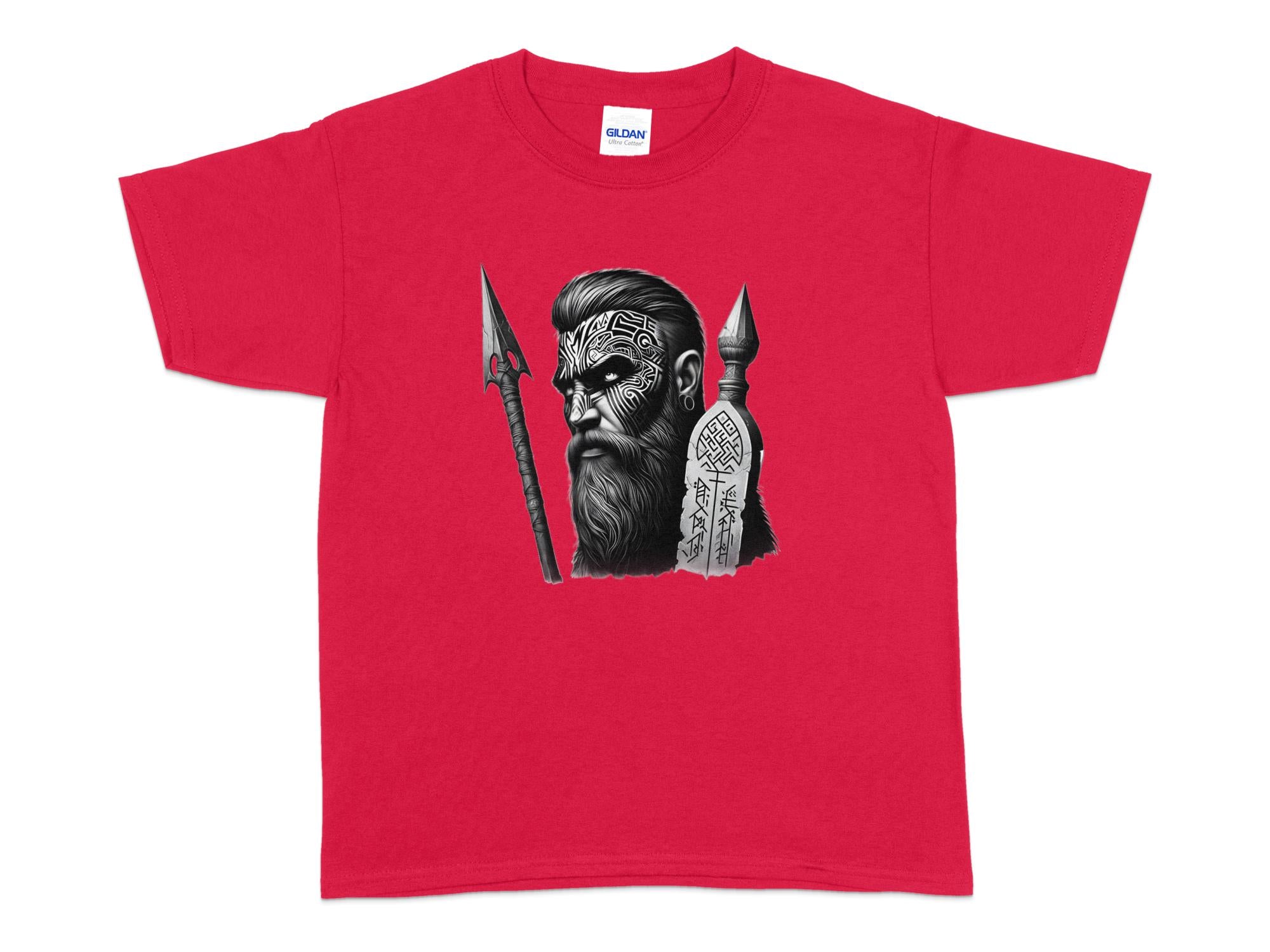 Viking Tenacity - Coloured Gildan Kids T-Shirt Realistic Norse Talisman Unisex Valhalla Tee Graphic Design