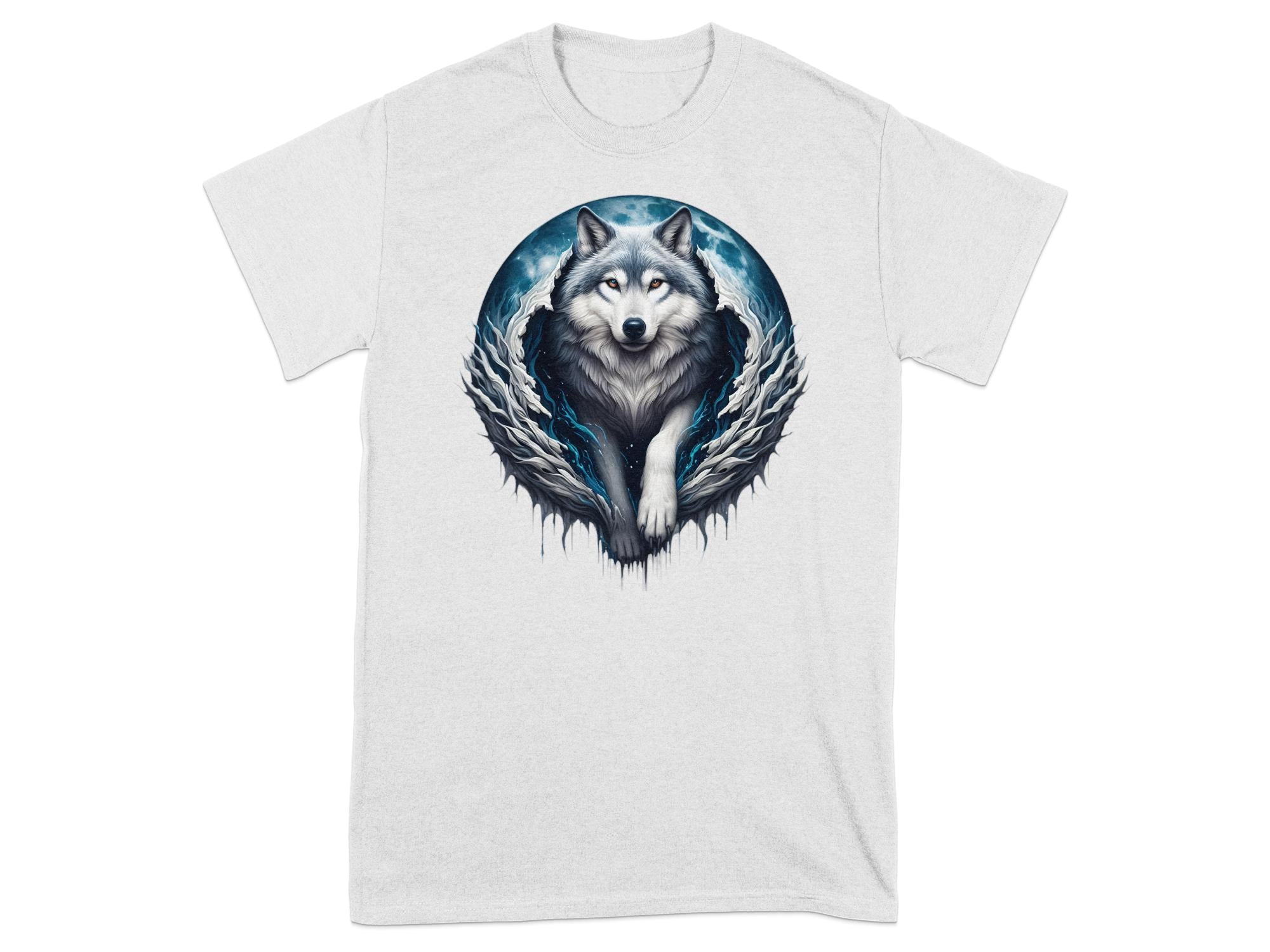 Moon Wolf - T-Shirt Realistic Full Colour Animal Talisman Unisex Mythology Tee Gildan Graphic Design