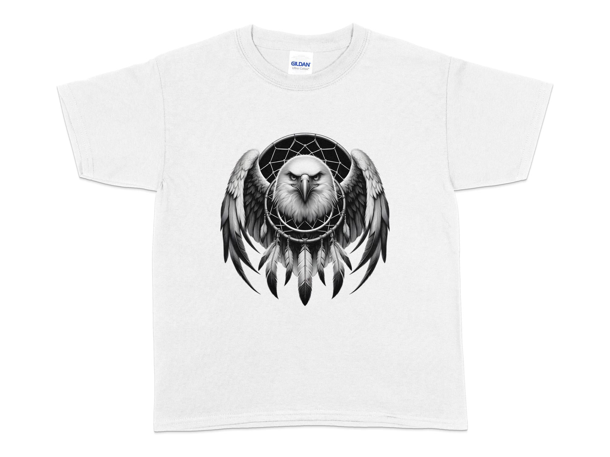 Dreamcatcher Eagle - Coloured Gildan Kids T-Shirt Realistic Native American Talisman Unisex Mythology Tee Graphic Design