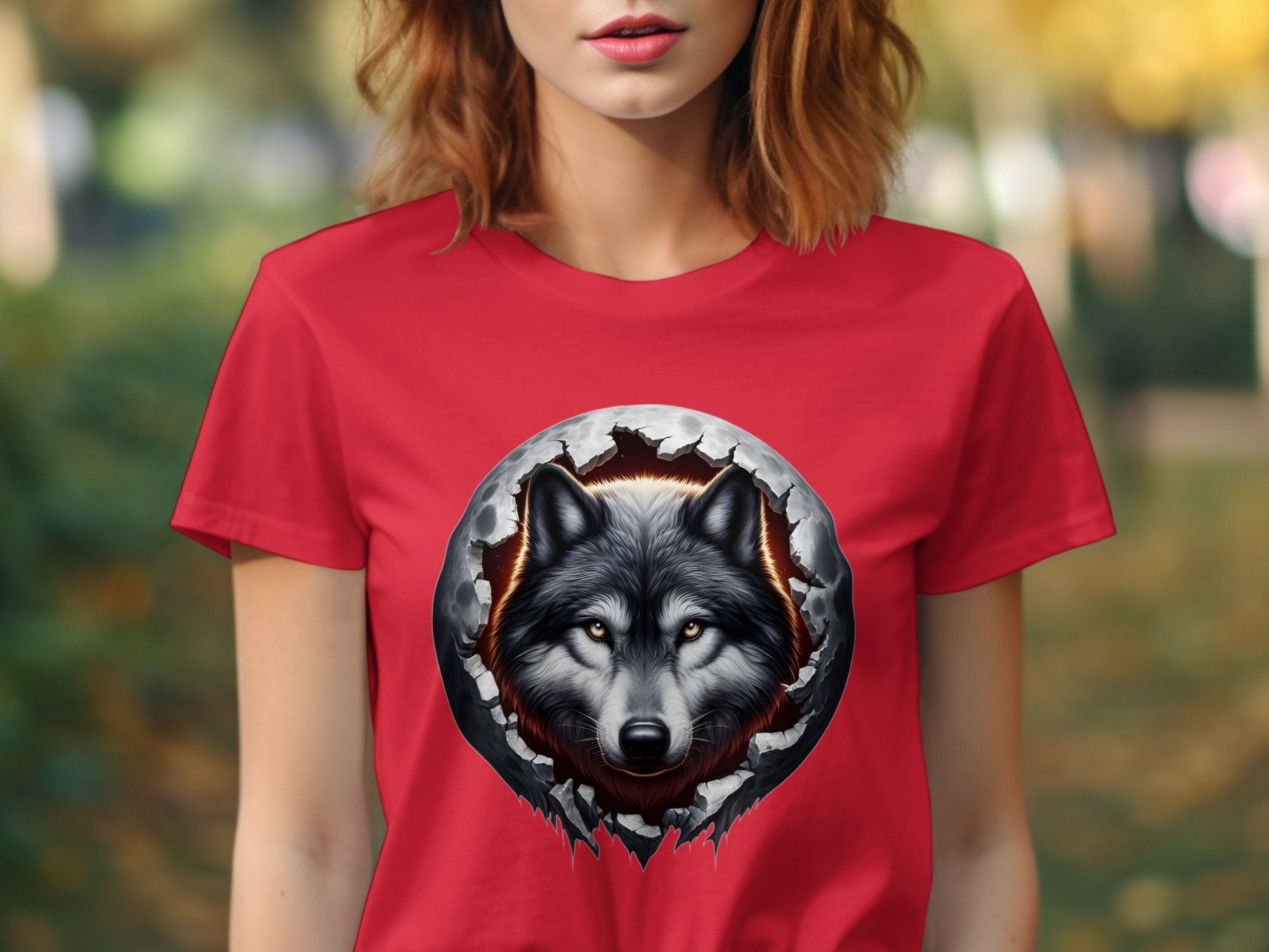 Moon Wolf - T-Shirt Realistic Full Colour Animal Talisman Unisex Mythology Tee Gildan Graphic Design