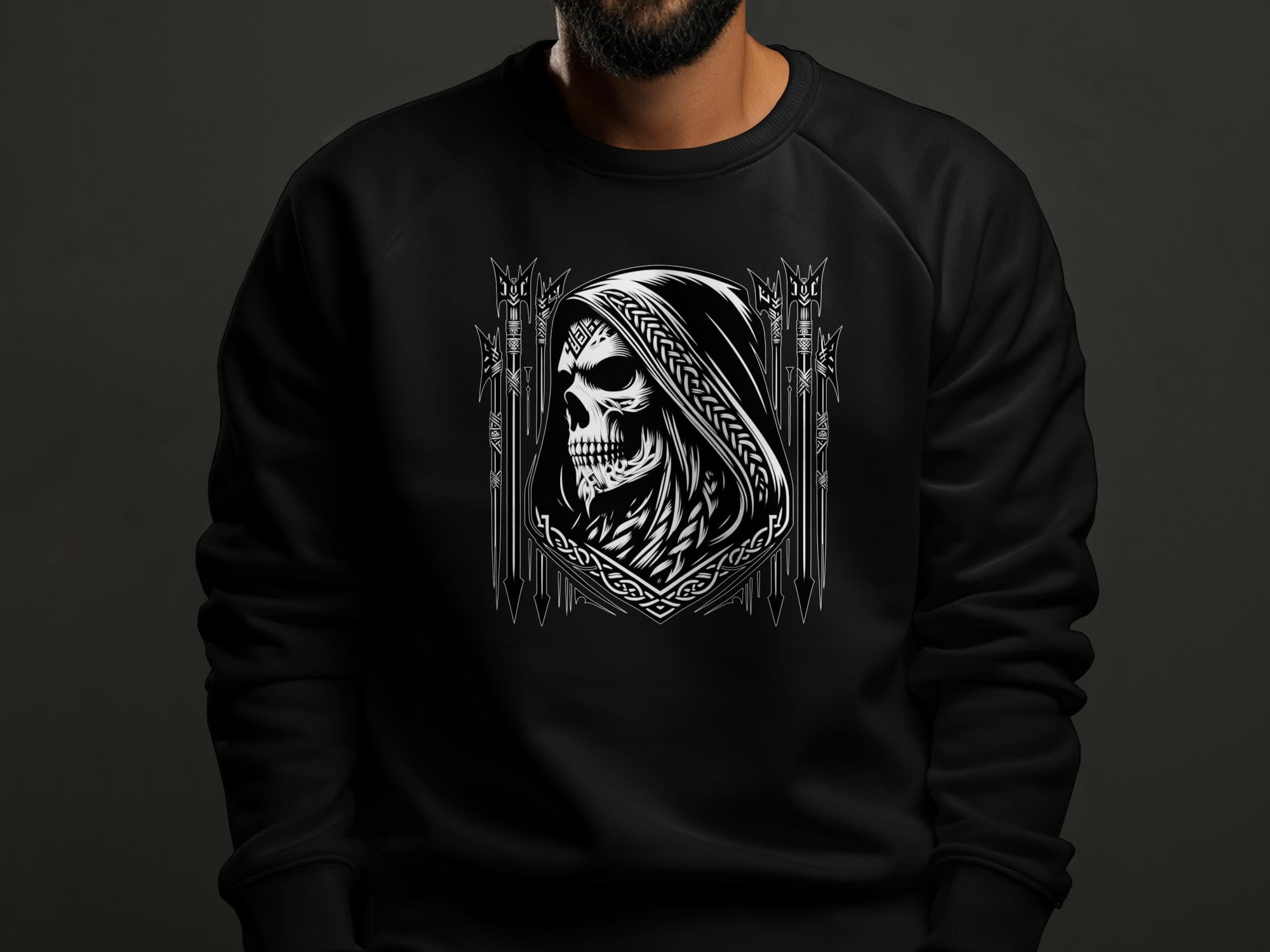 Grim Reaper - Black White Gildan Sweatshirt Commemorative Talisman Unisex Tee Graphic Design