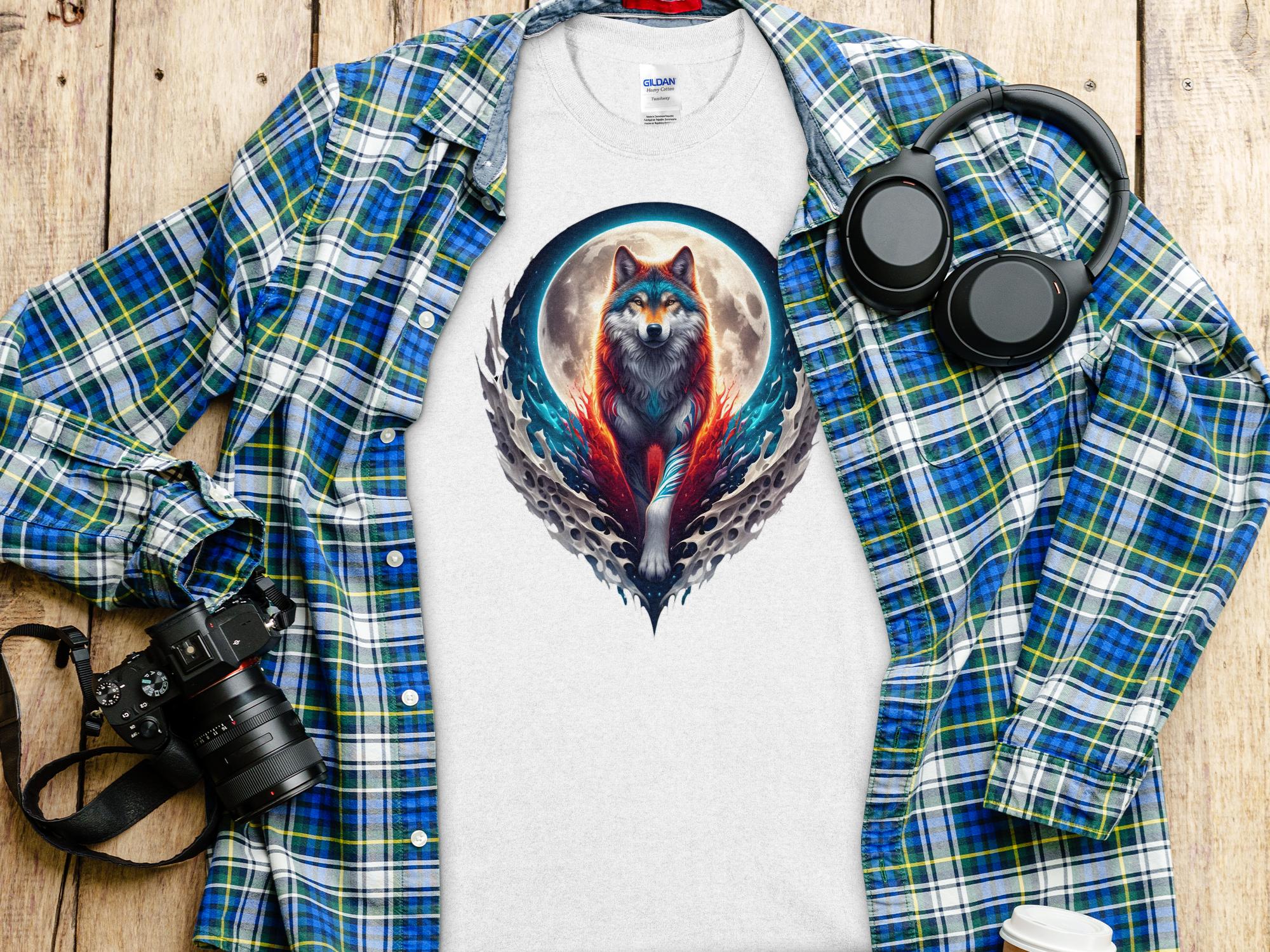 Moon Wolf - T-Shirt Realistic Full Colour Animal Talisman Unisex Mythology Tee Gildan Graphic Design