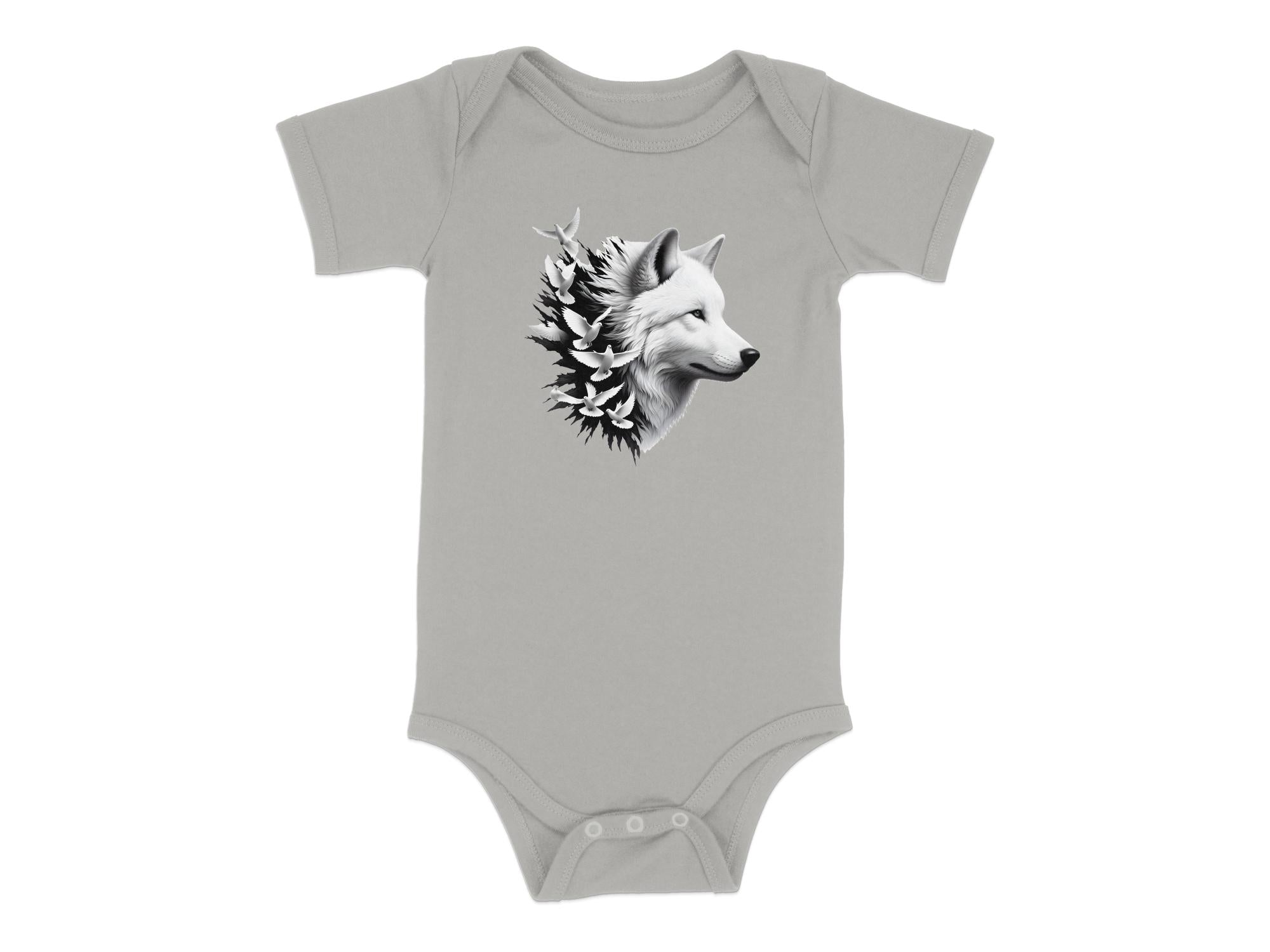 Wolf x Doves - Coloured Toddler Bodysuit Realistic Animal Talisman Unisex Tee Graphic Design