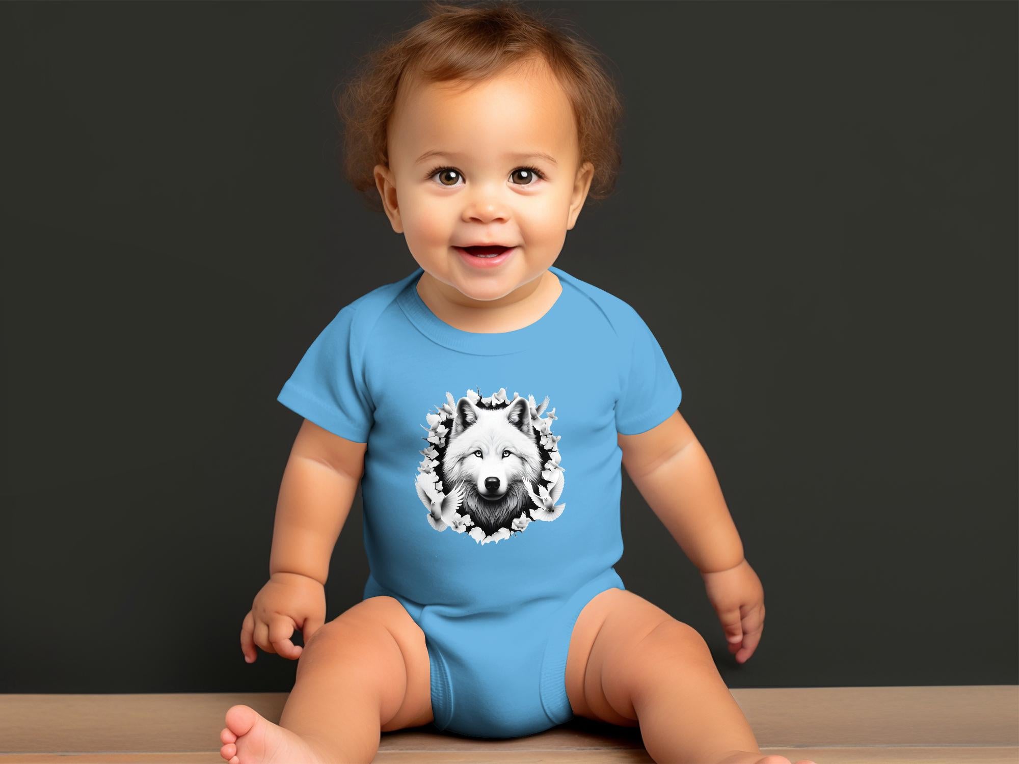 Wolf x Doves - Coloured Toddler Bodysuit Realistic Animal Talisman Unisex Tee Graphic Design