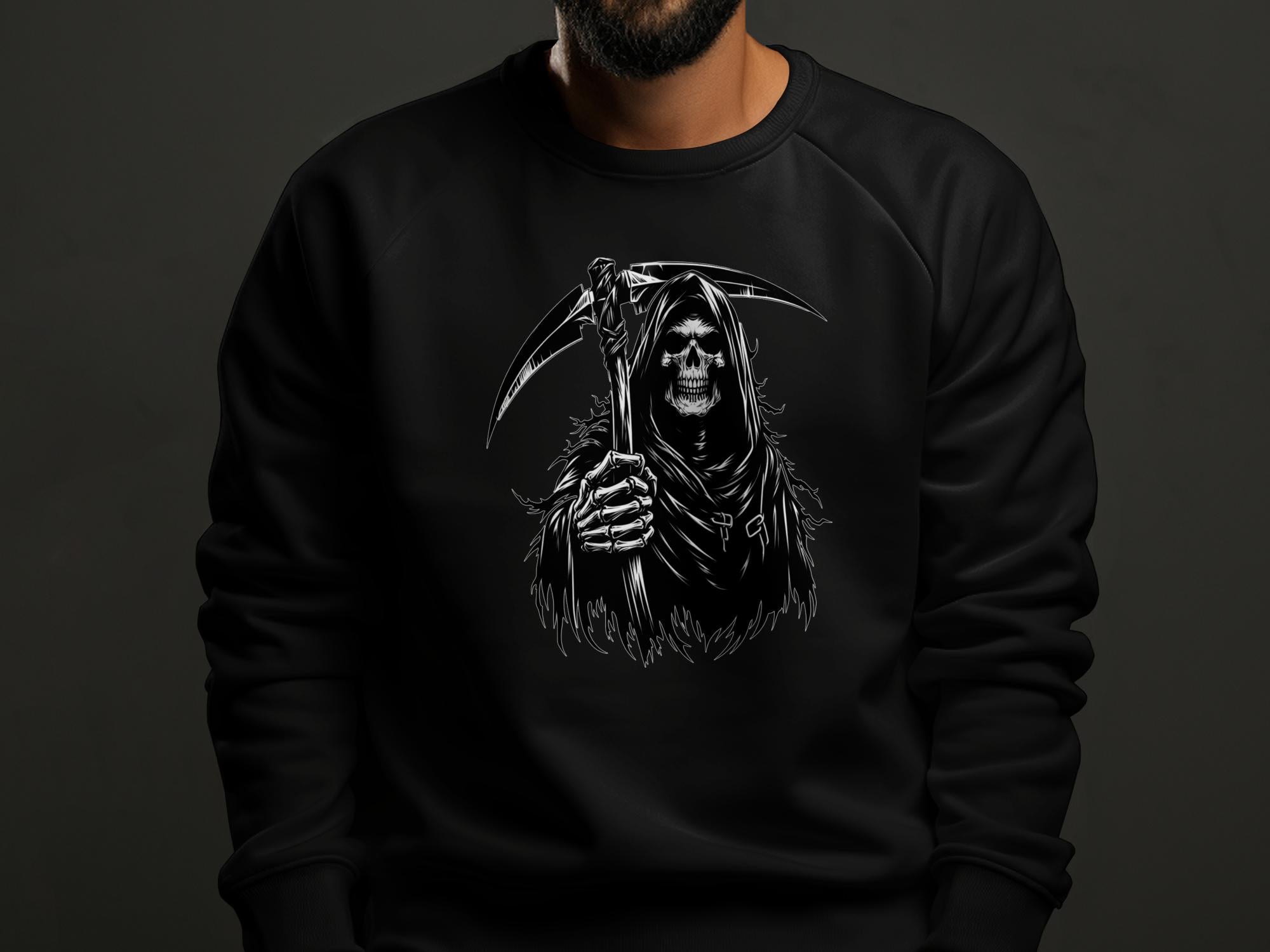 Grim Reaper - Black White Gildan Sweatshirt Commemorative Talisman Unisex Tee Graphic Design