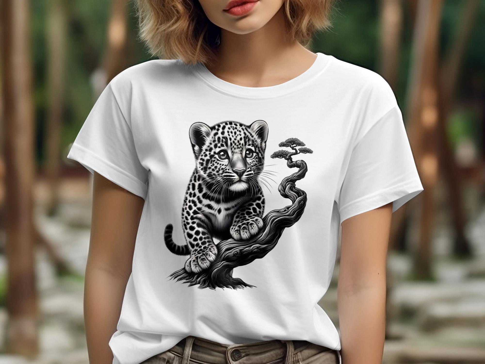 Leopard Bonsai - Coloured Gildan T-Shirt Realistic Animal Talisman Unisex Cute Tee Graphic Design