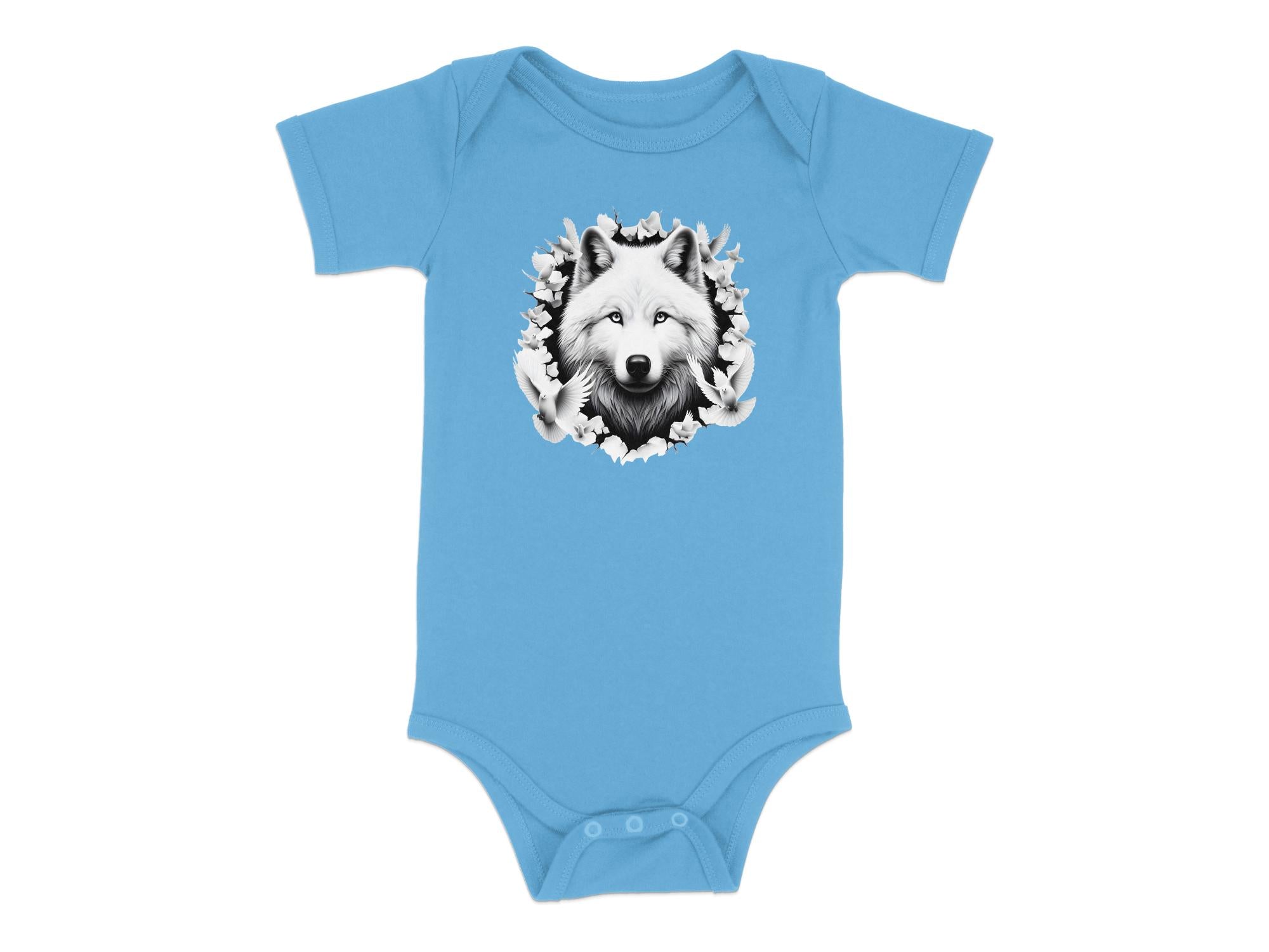 Wolf x Doves - Coloured Toddler Bodysuit Realistic Animal Talisman Unisex Tee Graphic Design