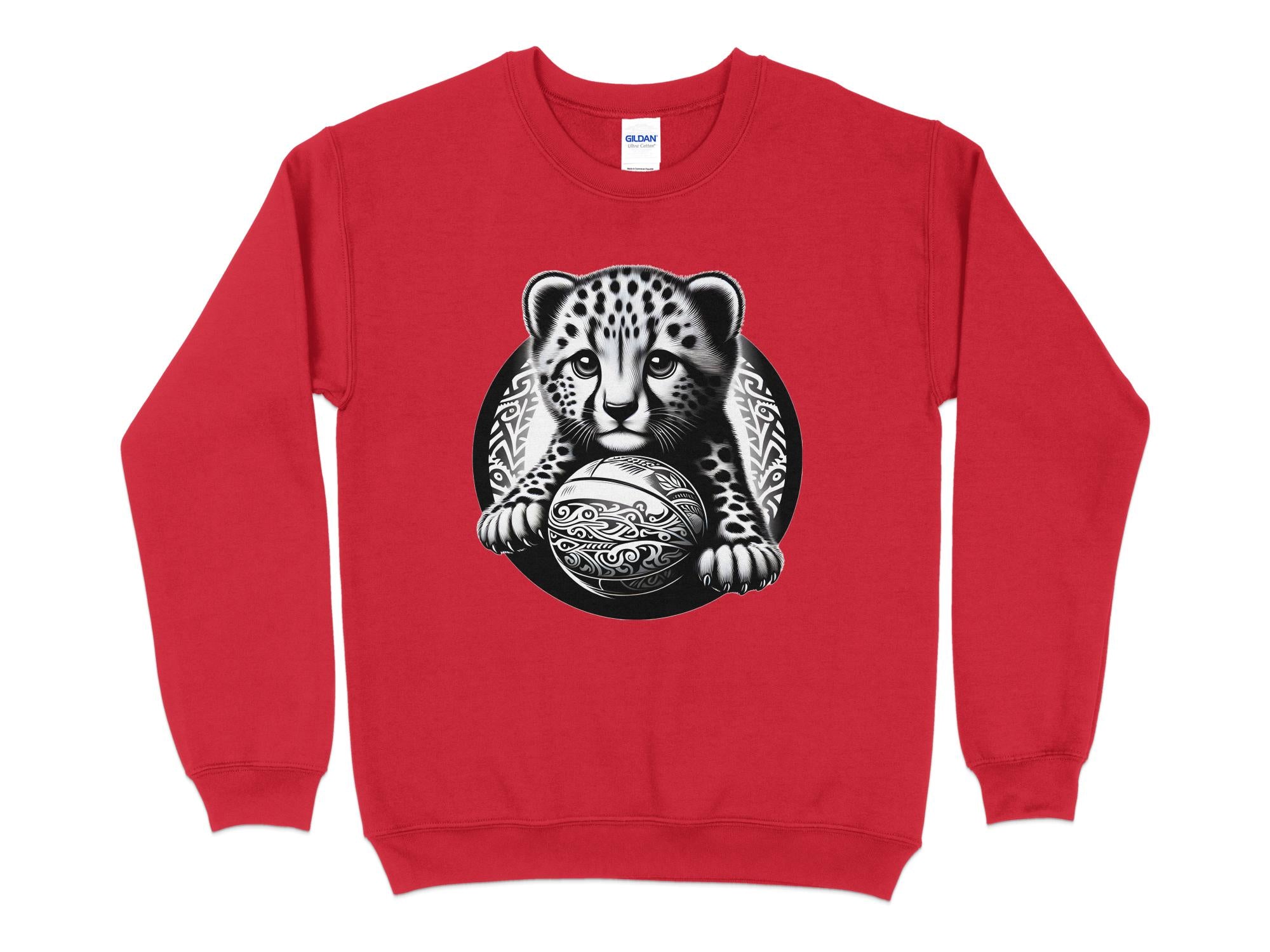 Cheetah World - Coloured Gildan Sweatshirt Realistic Animal Talisman Unisex Cute Tee Graphic Design