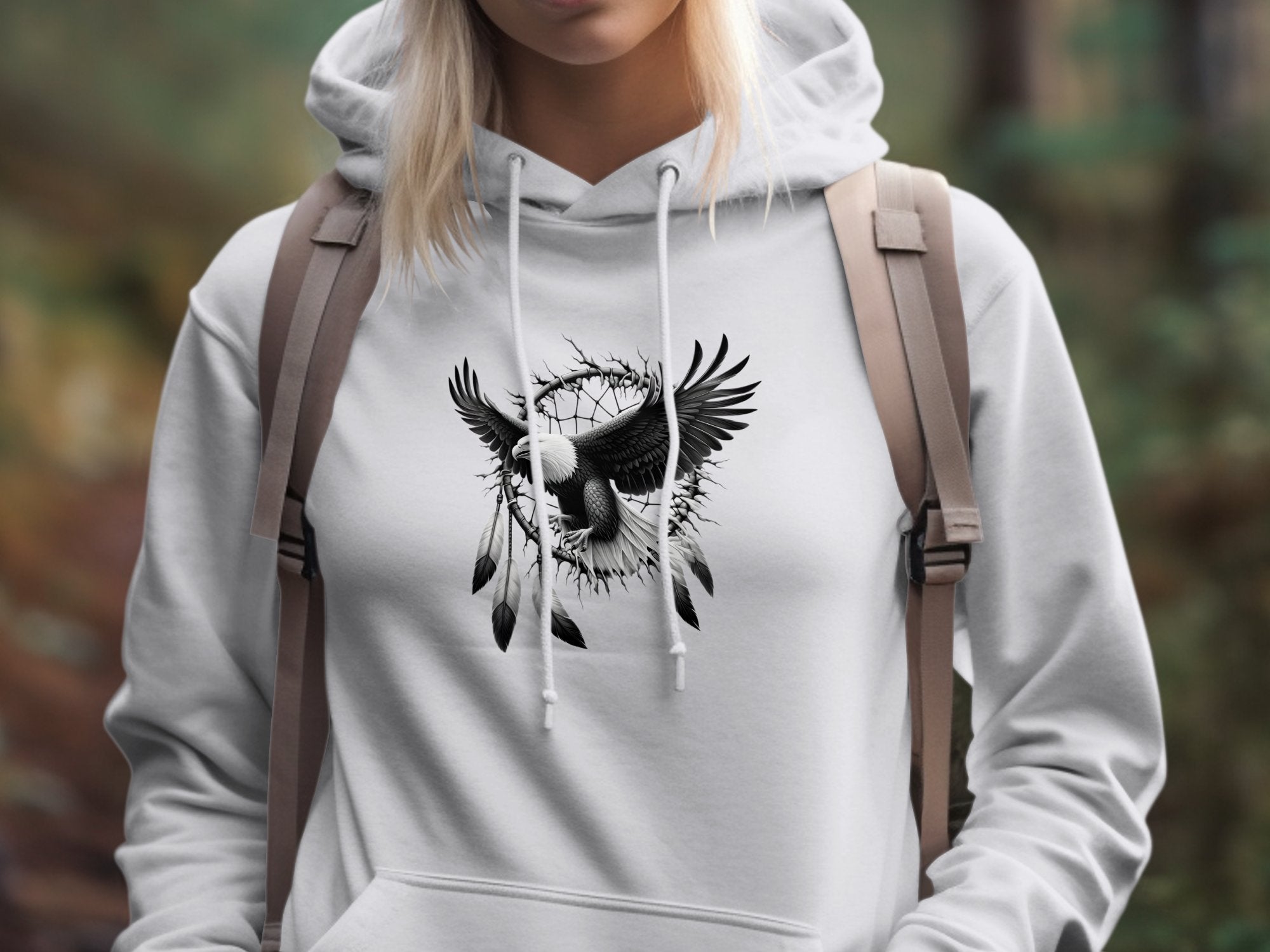 Dreamcatcher Eagle - Coloured Gildan Hoodie Realistic Native American Talisman Unisex Mythology Tee Graphic Design