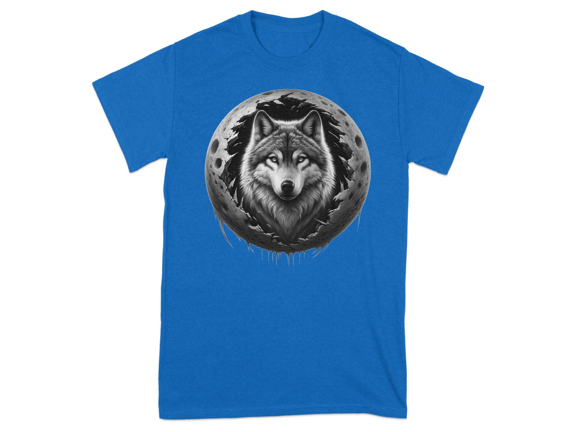 Moon Wolf - Coloured Gildan T-Shirt Realistic Animal Talisman Unisex Mythology Tee Graphic Design