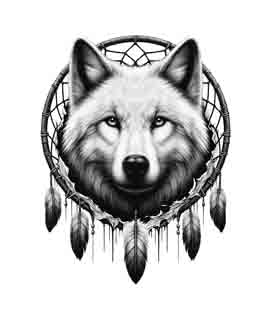 Dreamcatcher Wolf - Digital Art | PNG, JPEG & SVG | Instant Download for Apparel, Décor and Wall Art