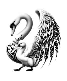 Swan and Cygnet - Digital Art | PNG, JPEG & SVG | Instant Download for Apparel, Décor and Wall Art