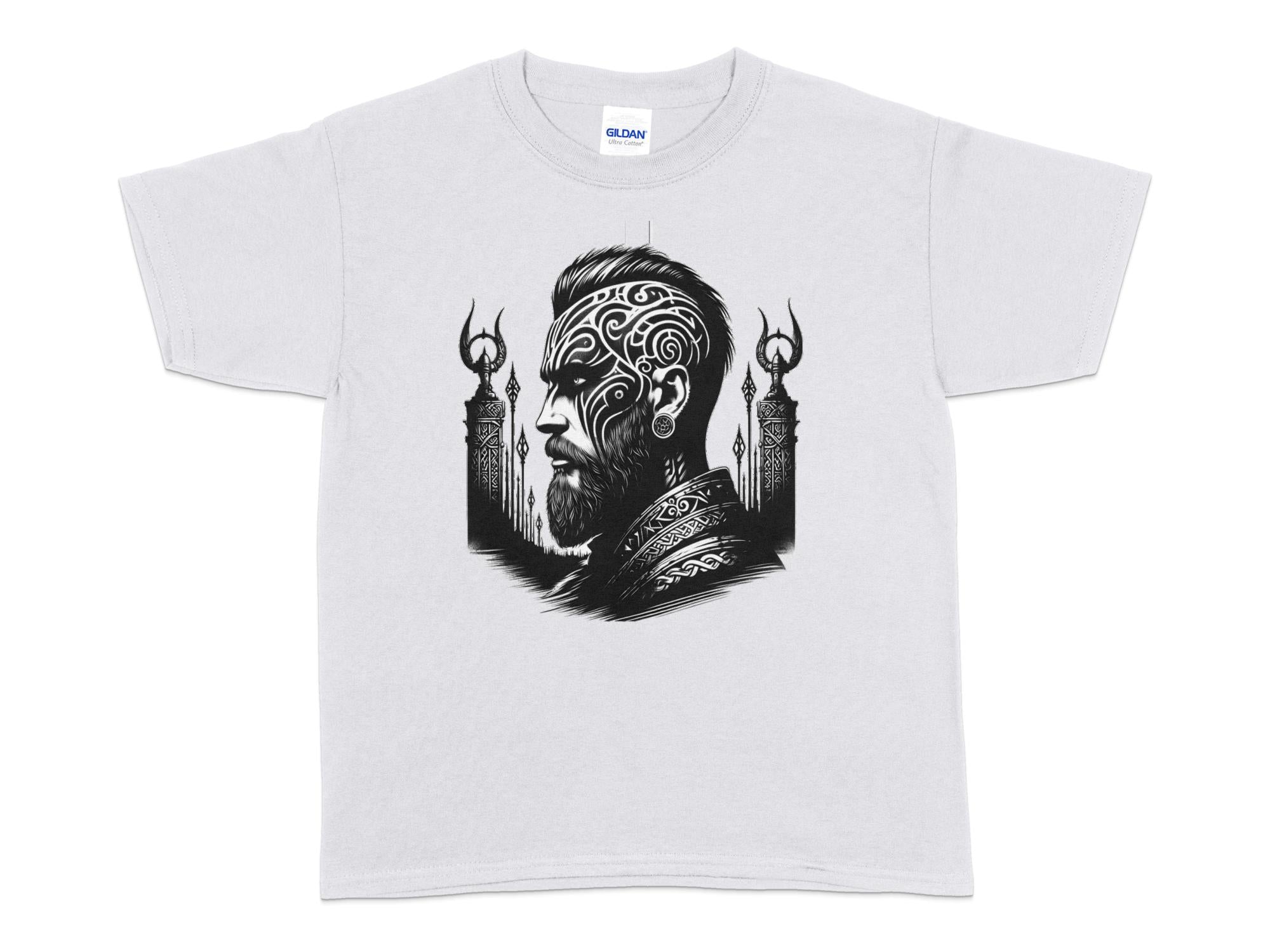 Viking Spirit - Coloured Gildan Kids T-Shirt Realistic Norse Talisman Unisex Valhalla Tee Graphic Design