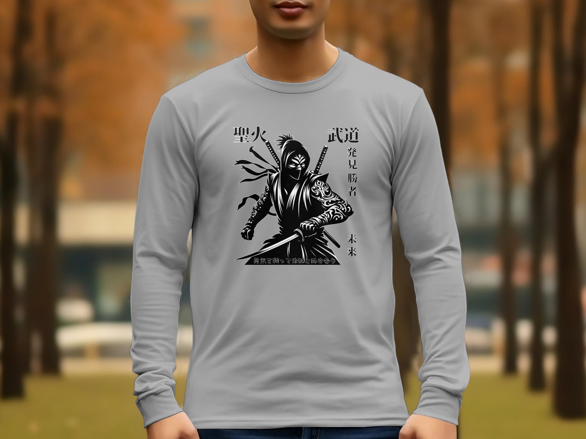 Samurai Ninja - Coloured Gildan Long Sleeve Japanese Talisman Unisex Cultural Symbolic Graphic Design