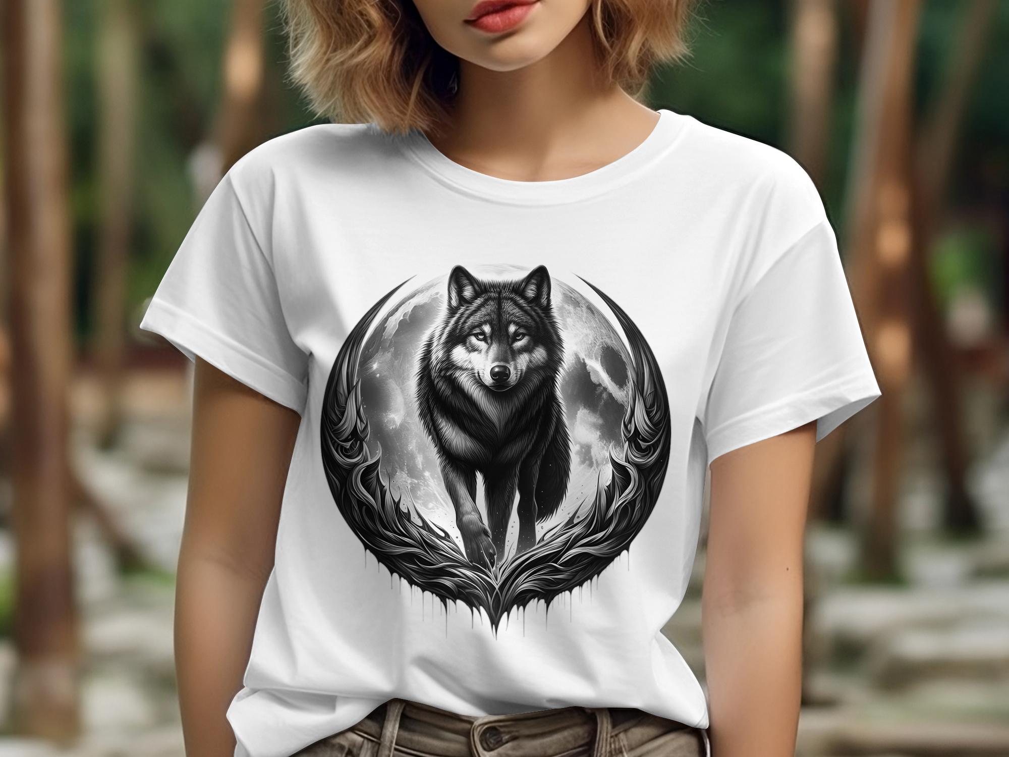 Moon Wolf - Coloured Gildan T-Shirt Realistic Animal Talisman Unisex Mythology Tee Graphic Design