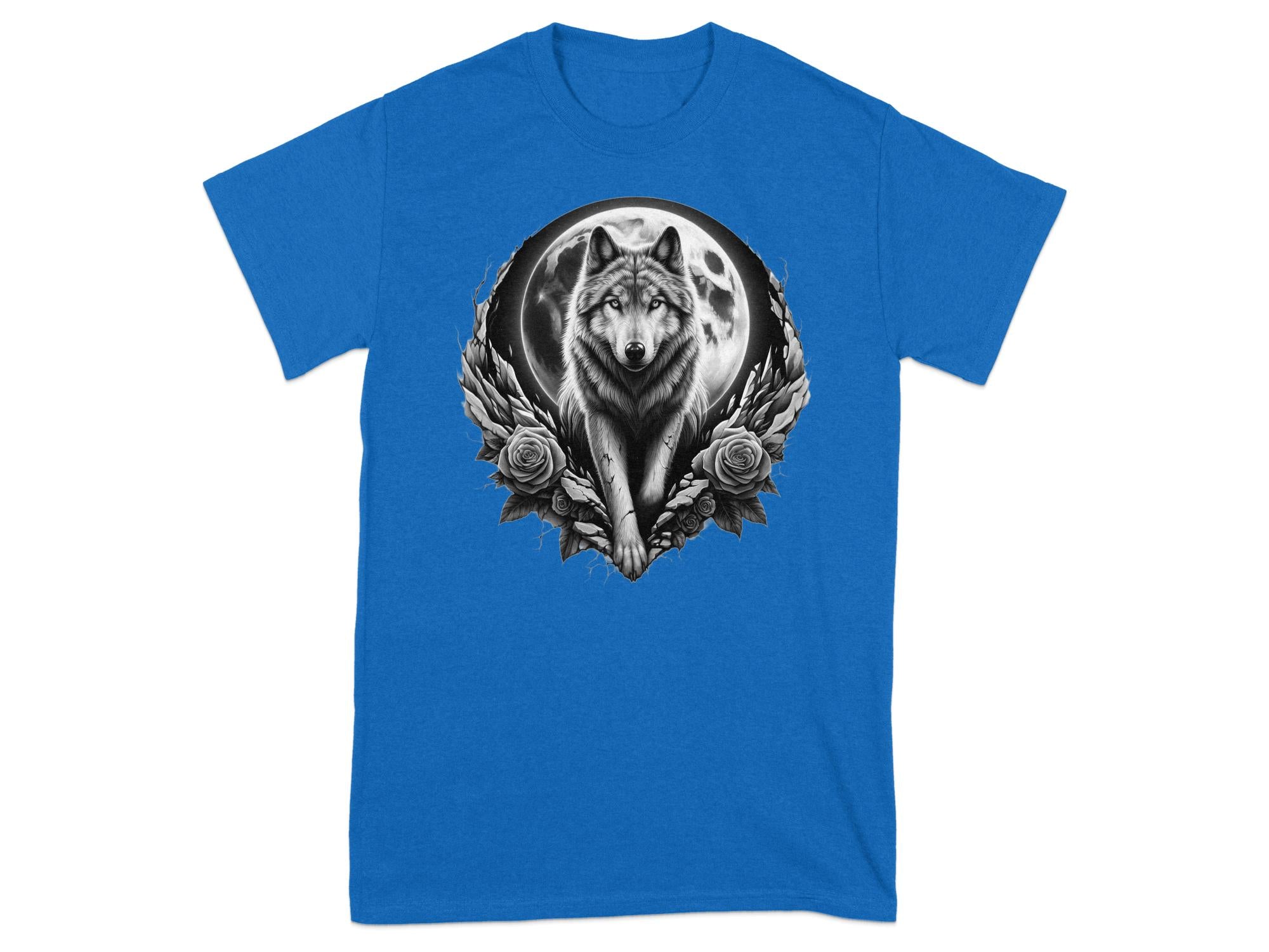 Moon Wolf - Coloured Gildan T-Shirt Realistic Animal Talisman Unisex Mythology Tee Graphic Design