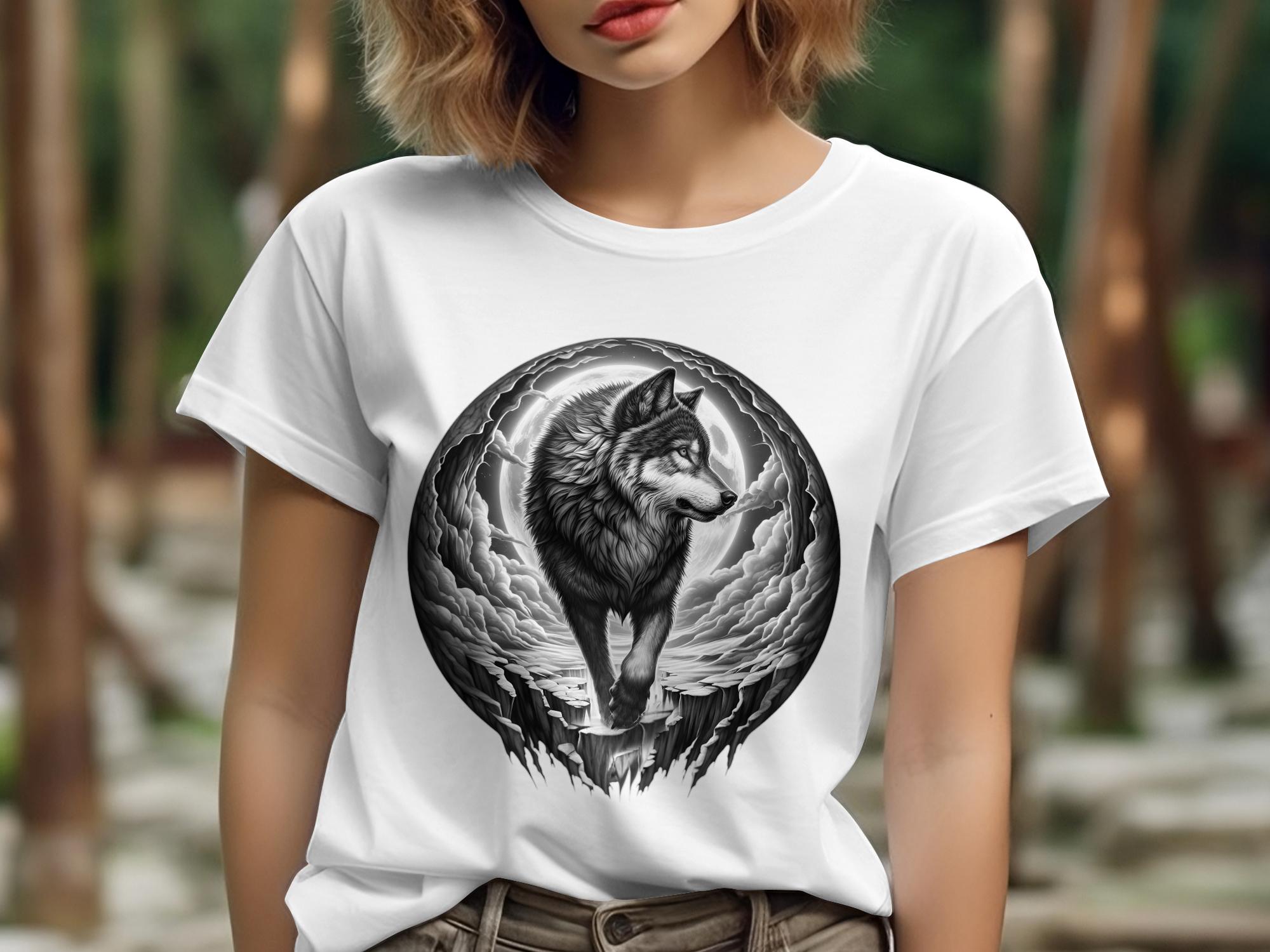 Moon Wolf - Coloured Gildan T-Shirt Realistic Animal Talisman Unisex Mythology Tee Graphic Design