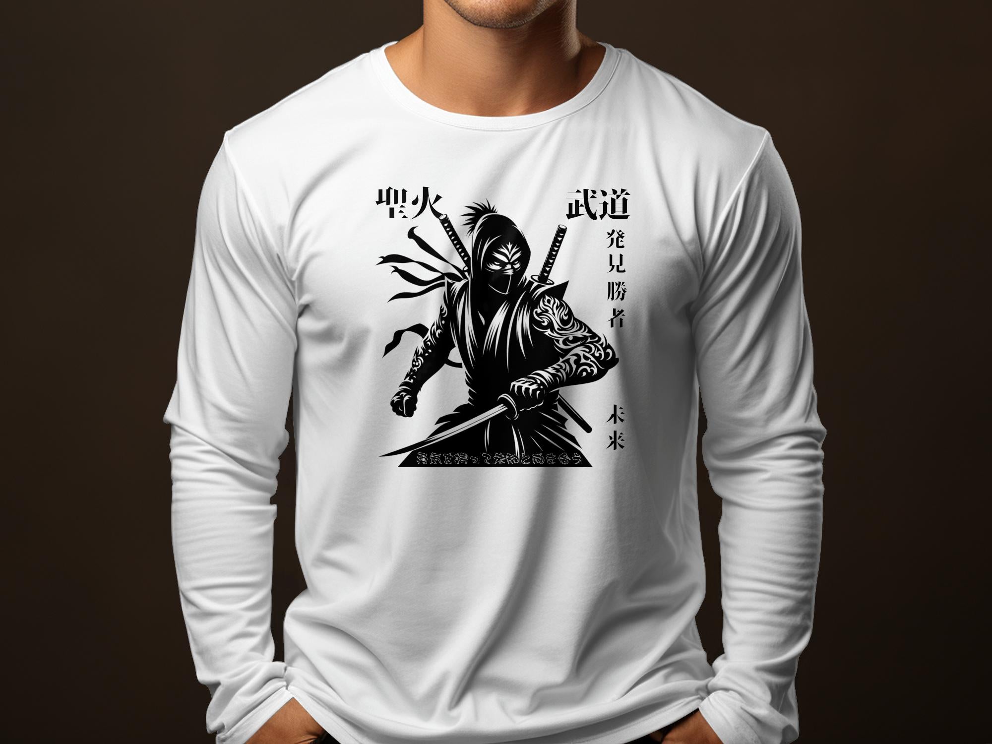 Samurai Ninja - Coloured Gildan Long Sleeve Japanese Talisman Unisex Cultural Symbolic Graphic Design