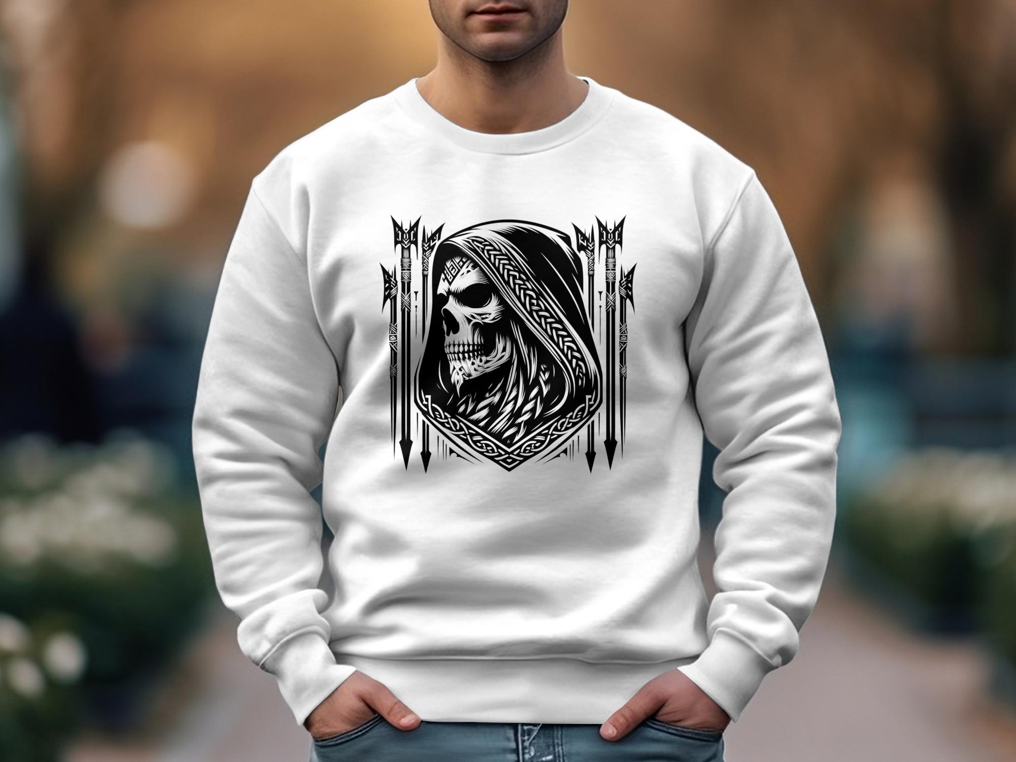 Grim Reaper - Black White Gildan Sweatshirt Commemorative Talisman Unisex Tee Graphic Design