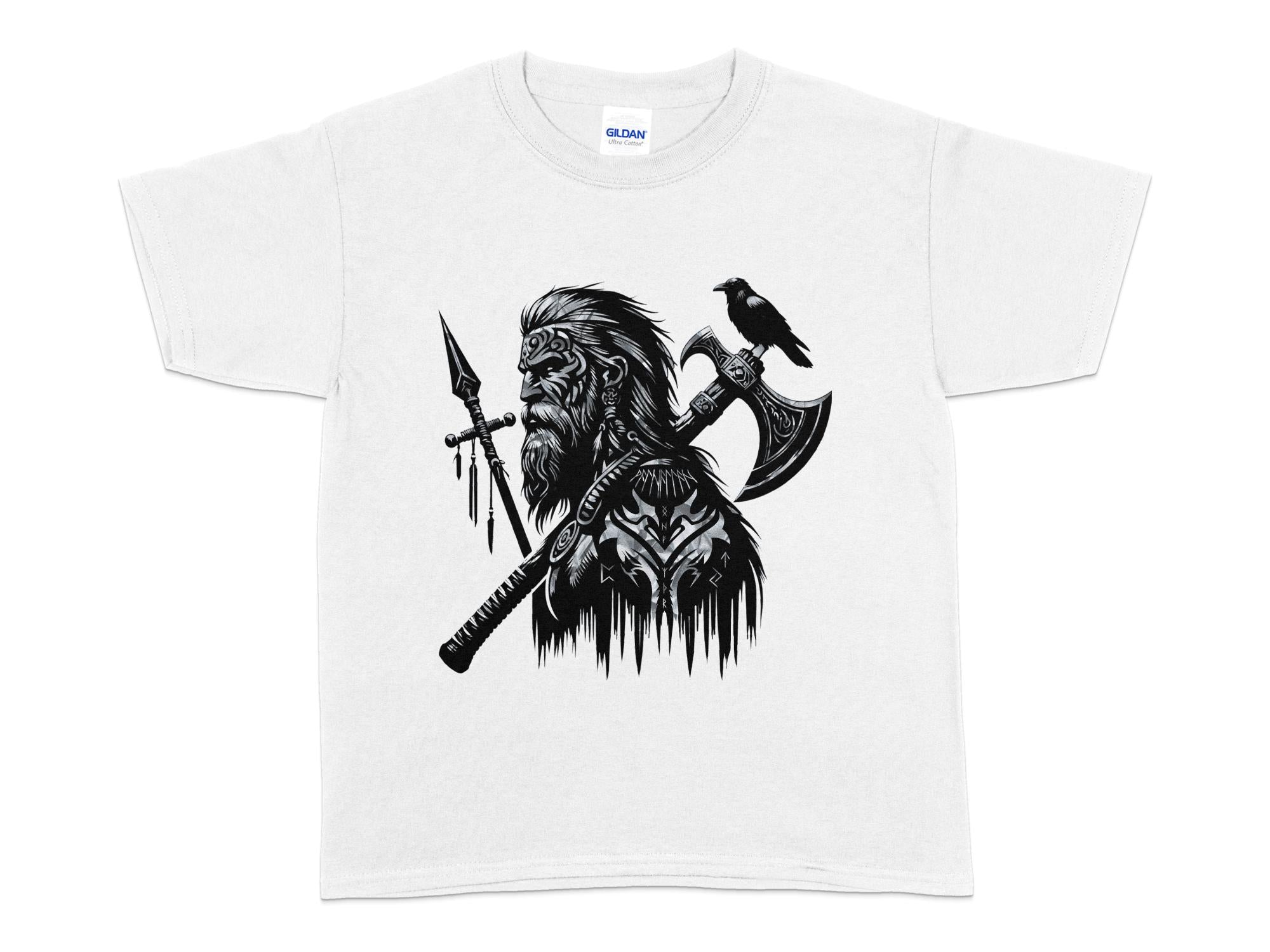 Viking Courage - Coloured Gildan Kids T Shirt Norse Talisman Unisex Valhalla Tee