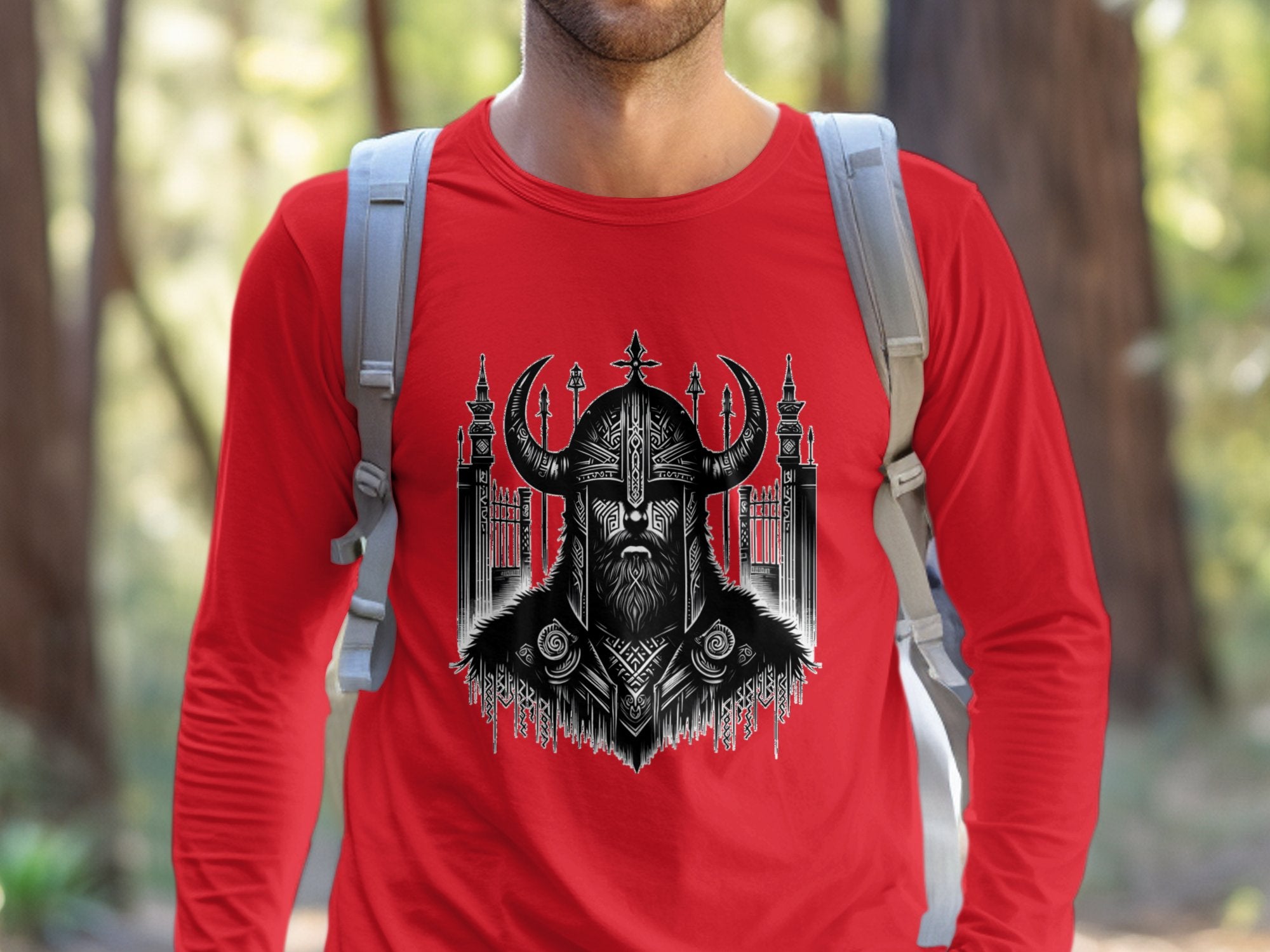 Viking Resolve - Coloured Gildan Long Sleeve Realistic Norse Talisman Men Women Unisex Valhalla Tee Graphic Design