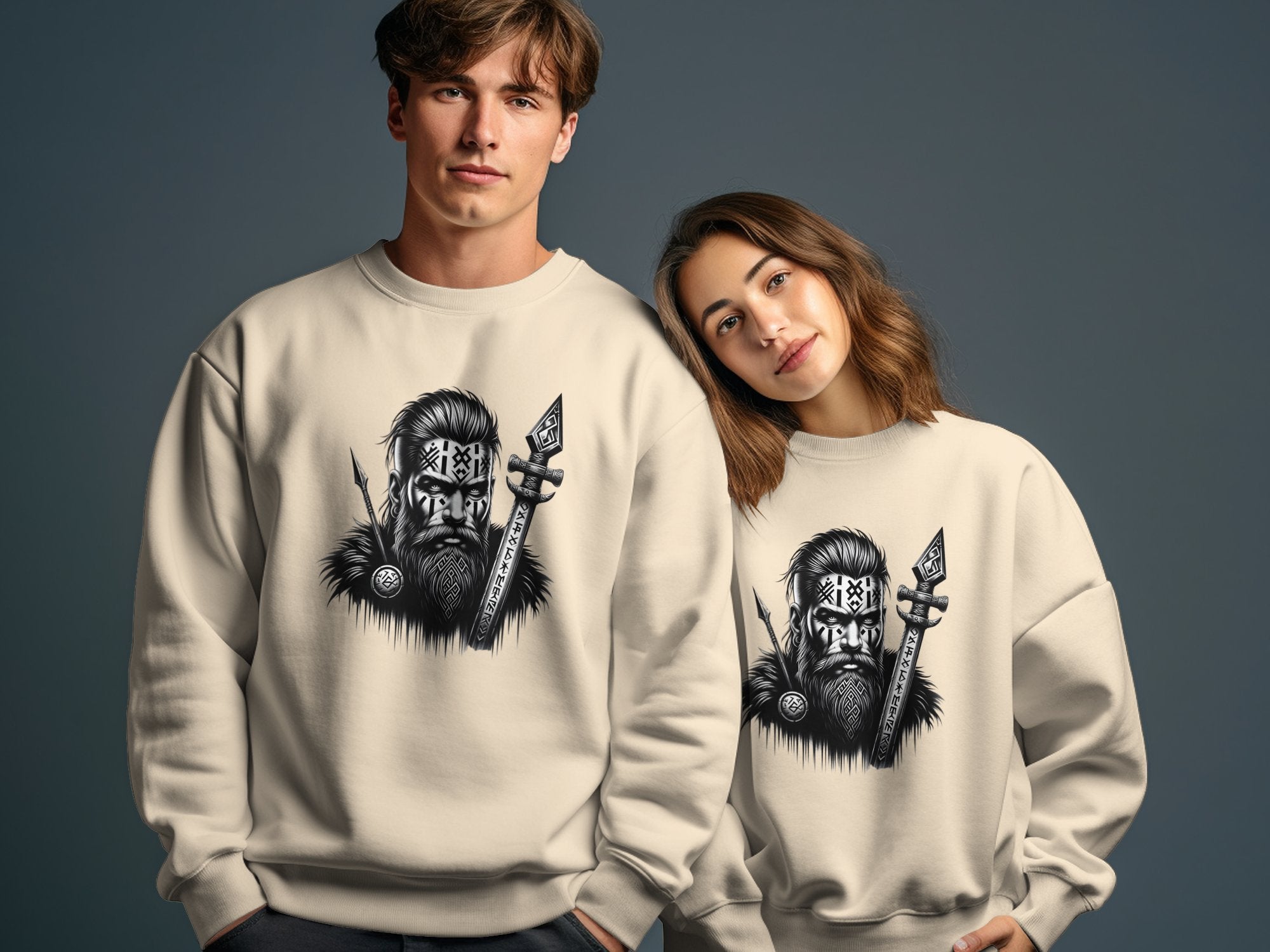 Viking Stoic - Coloured Gildan Sweatshirt Realistic Norse Talisman Men Women Unisex Valhalla Tee Graphic Design