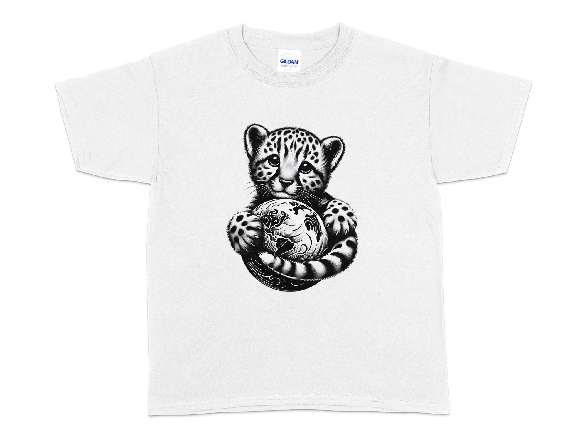 Cheetah World - Coloured Gildan Kids T-Shirt Realistic Animal Talisman Unisex Cute Tee Graphic Design