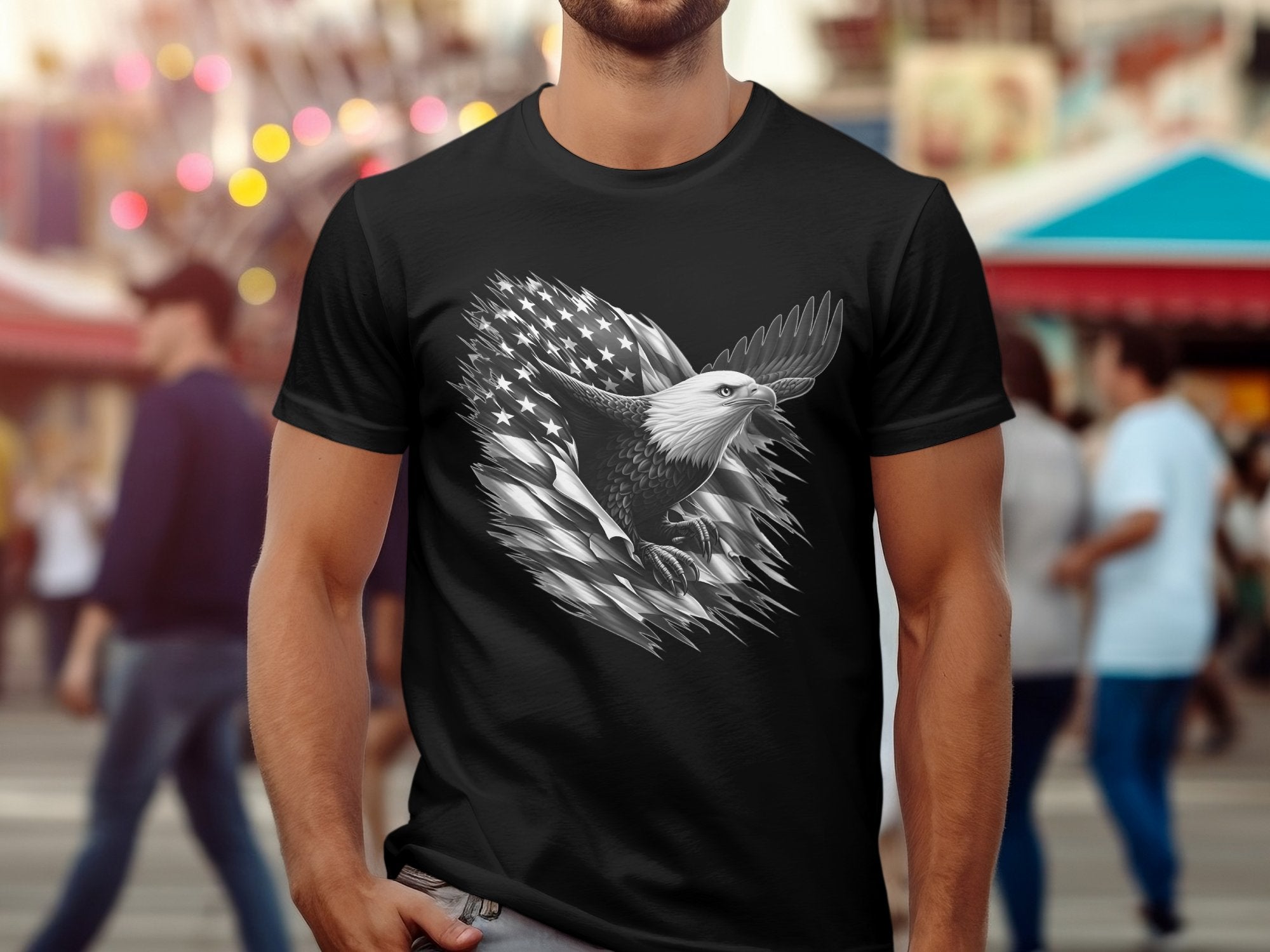 Eagle Patriot - Coloured Gildan T-Shirt Realistic Animal Talisman Unisex Tee Graphic Design