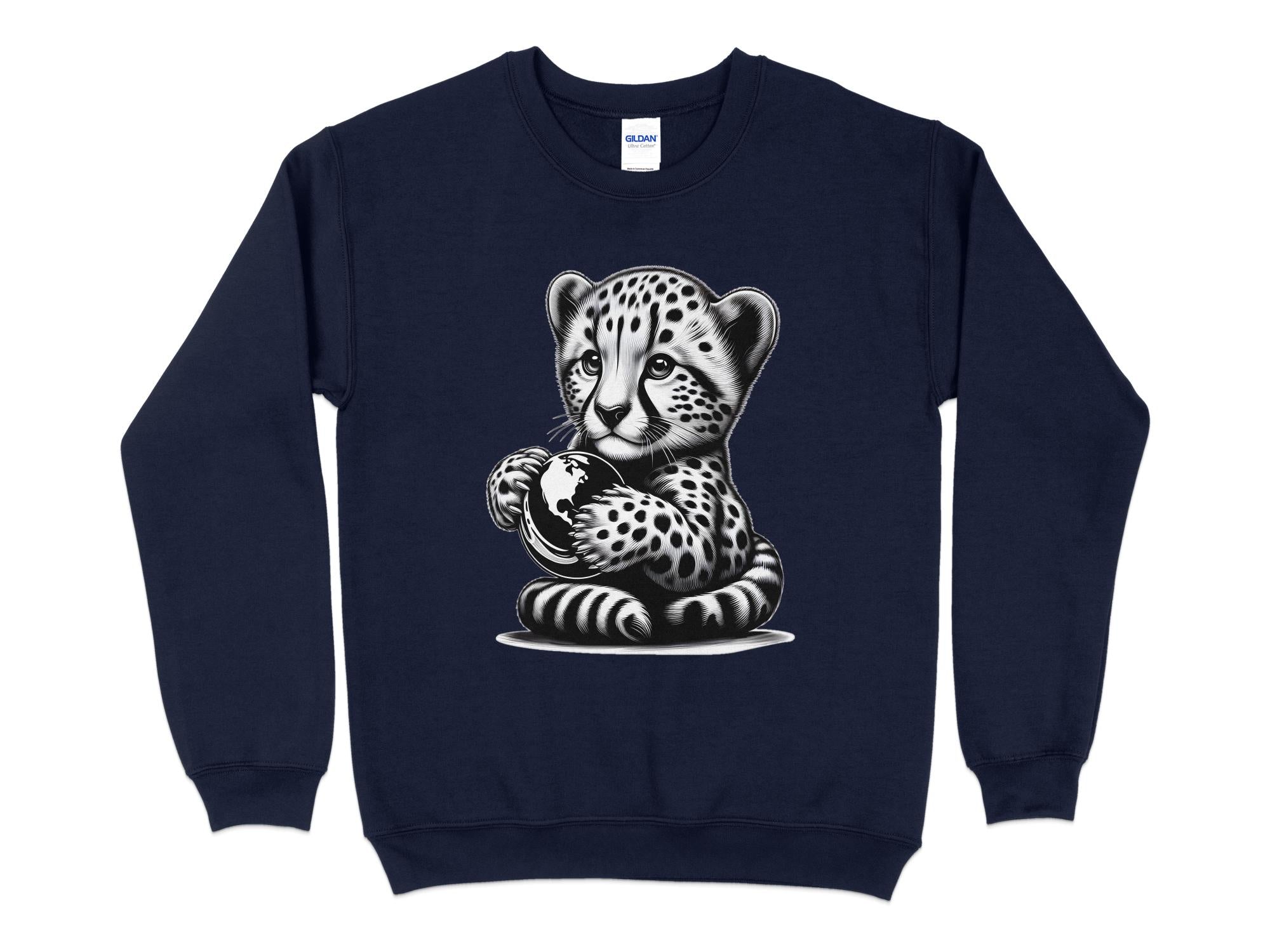 Cheetah World - Coloured Gildan Sweatshirt Realistic Animal Talisman Unisex Cute Tee Graphic Design