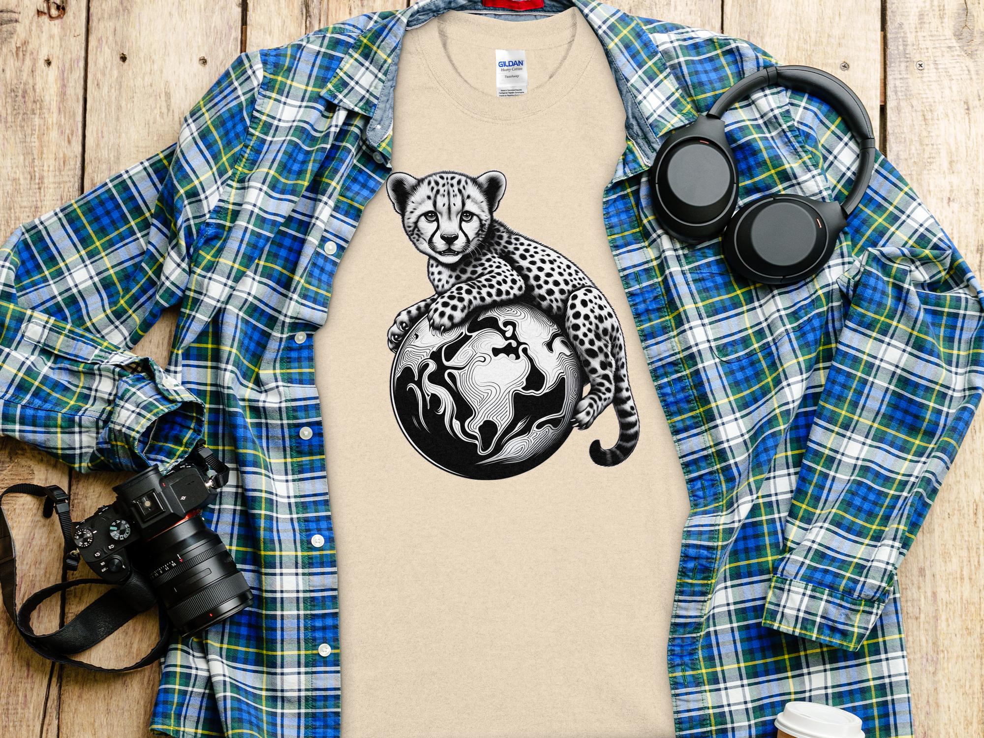 Cheetah World - Coloured Gildan T-Shirt Realistic Animal Talisman Unisex Cute Tee Graphic Design