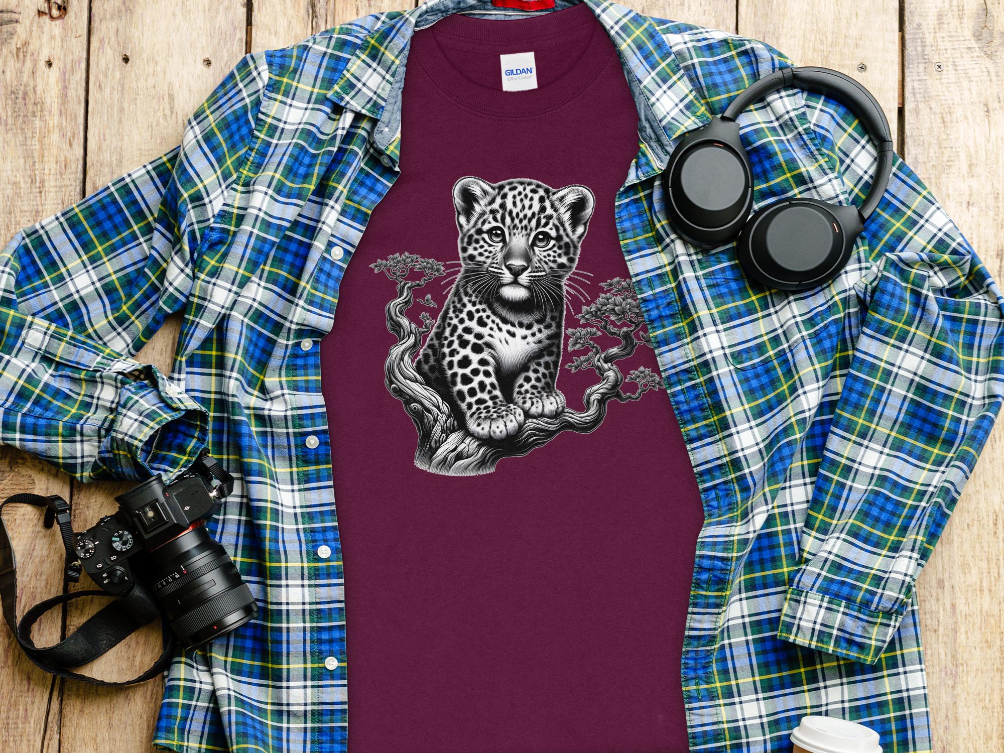 Leopard Bonsai - Coloured Gildan Long Sleeve Realistic Animal Talisman Unisex Cute Tee Graphic Design